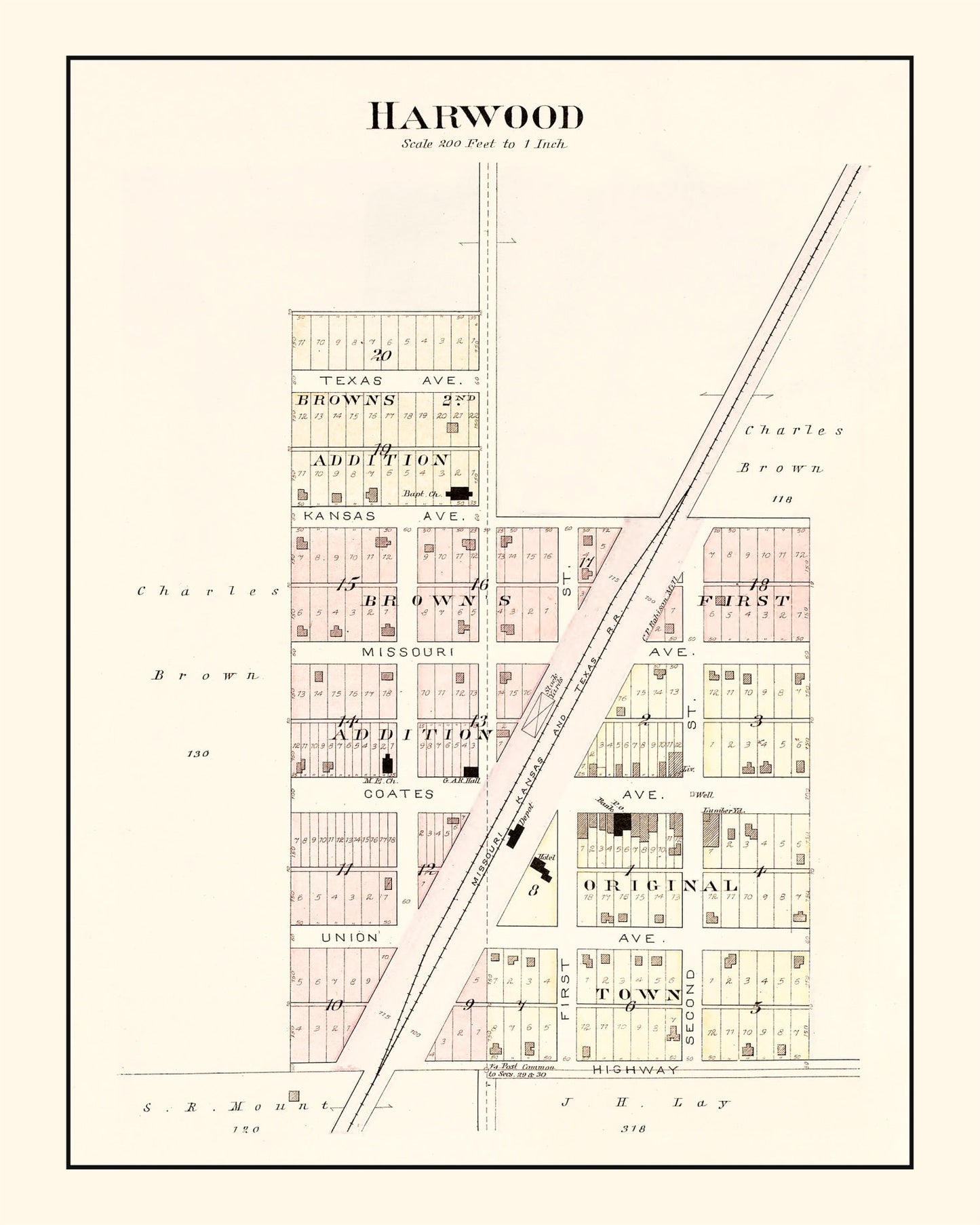 Vintage Map of Harwood, Missouri 1903