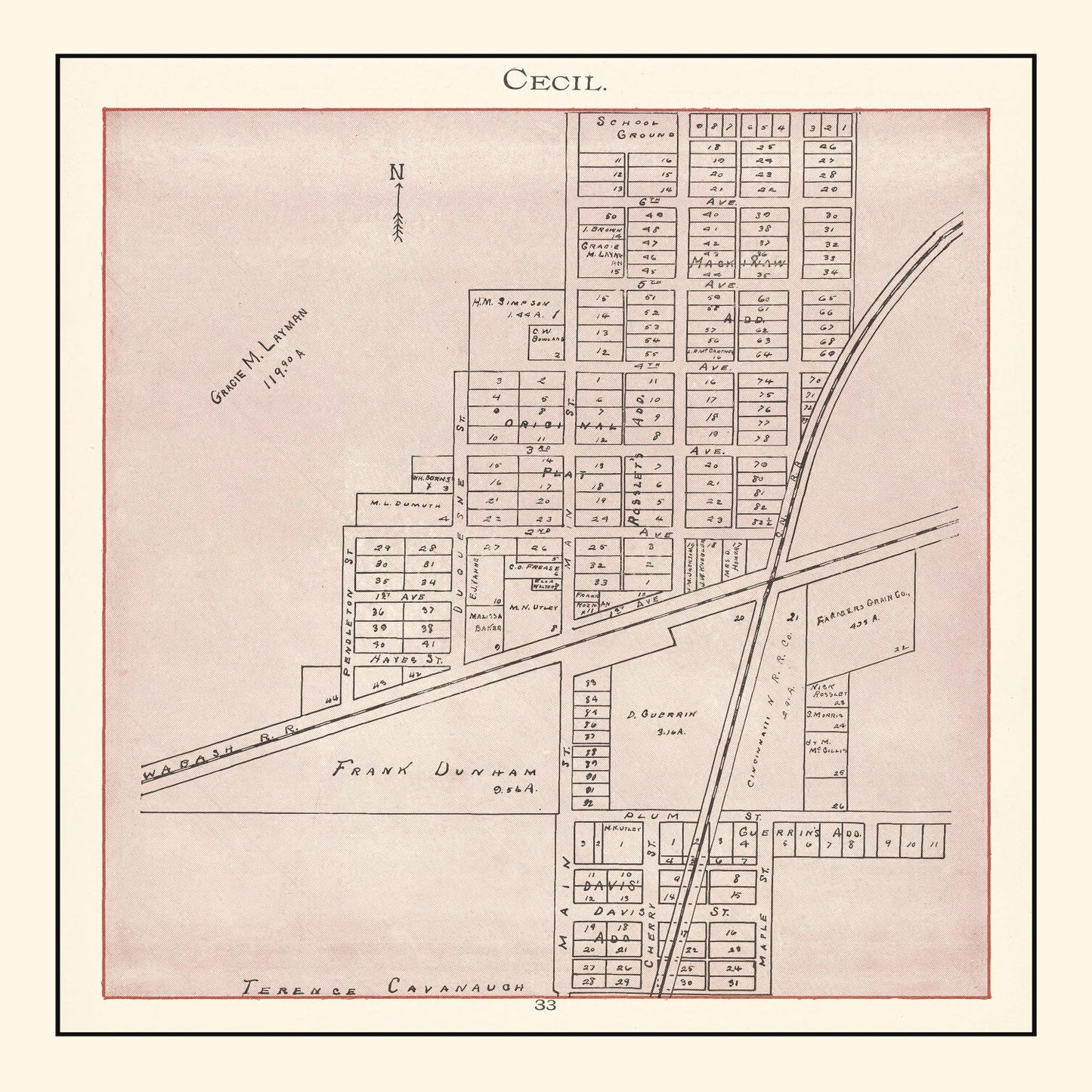 Vintage Map of Cecil, Ohio 1905