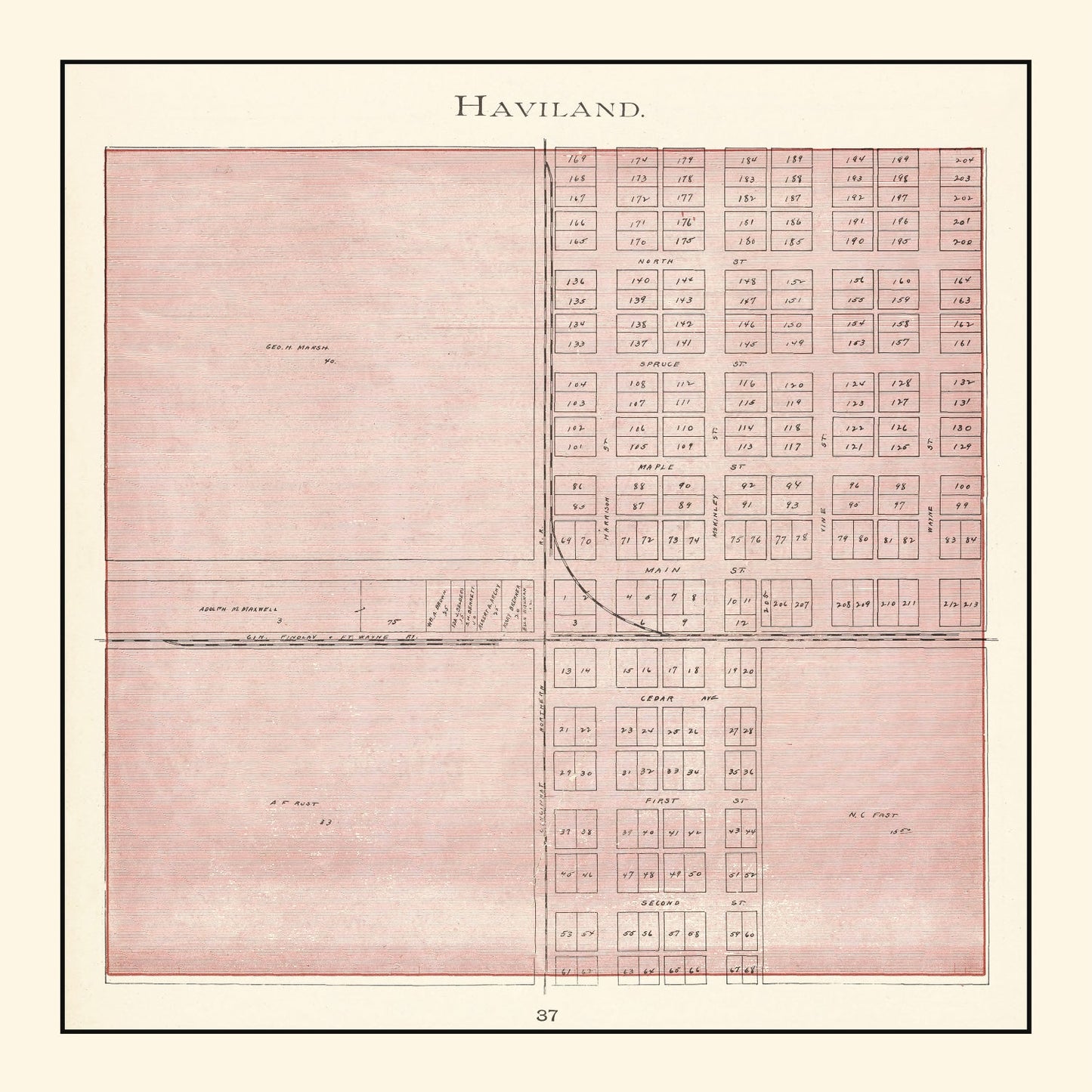 Vintage Map of Haviland, Ohio 1905