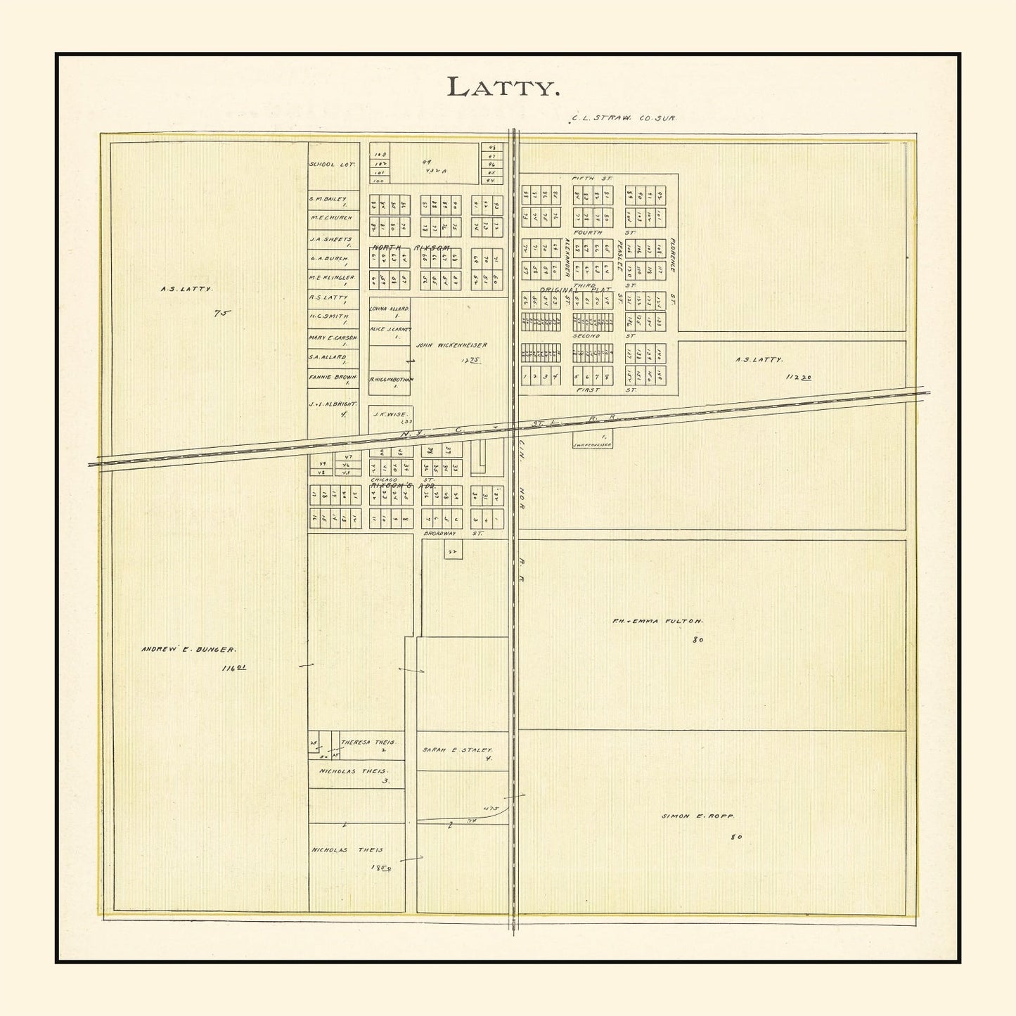 Vintage Map of Latty, Ohio 1905