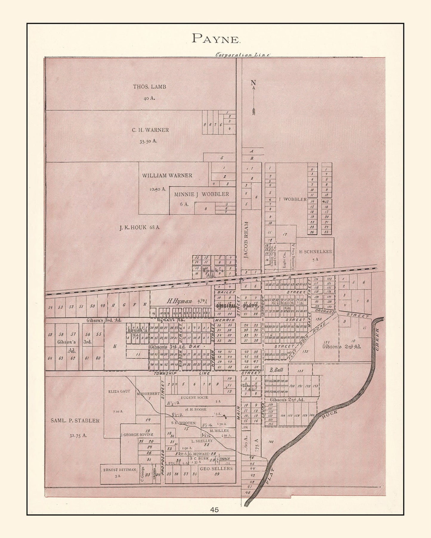 Vintage Map of Payne, Ohio 1905