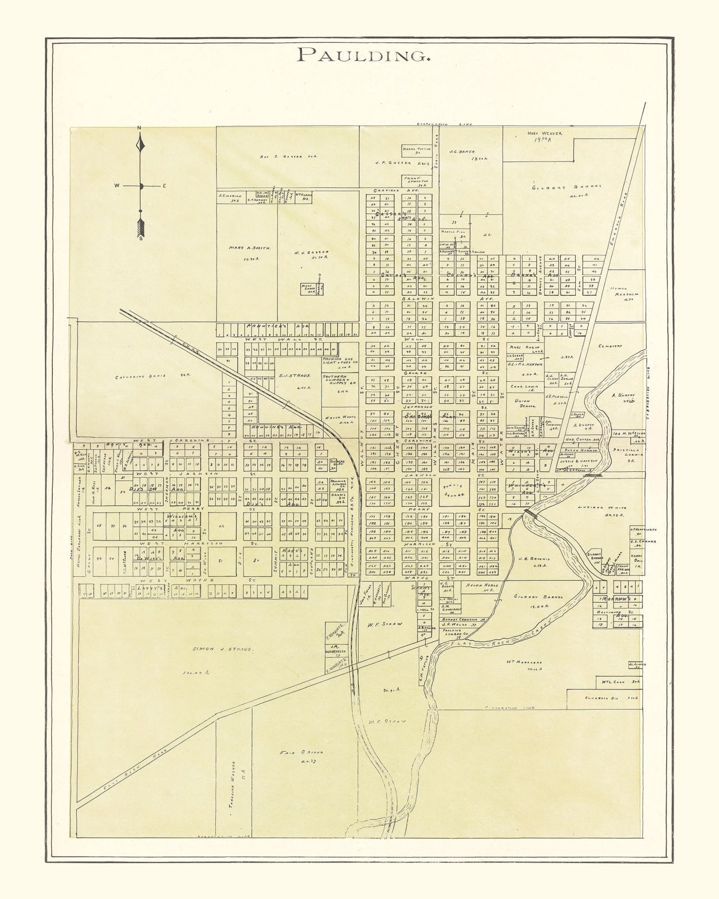 Vintage Map of Paulding, Ohio 1905