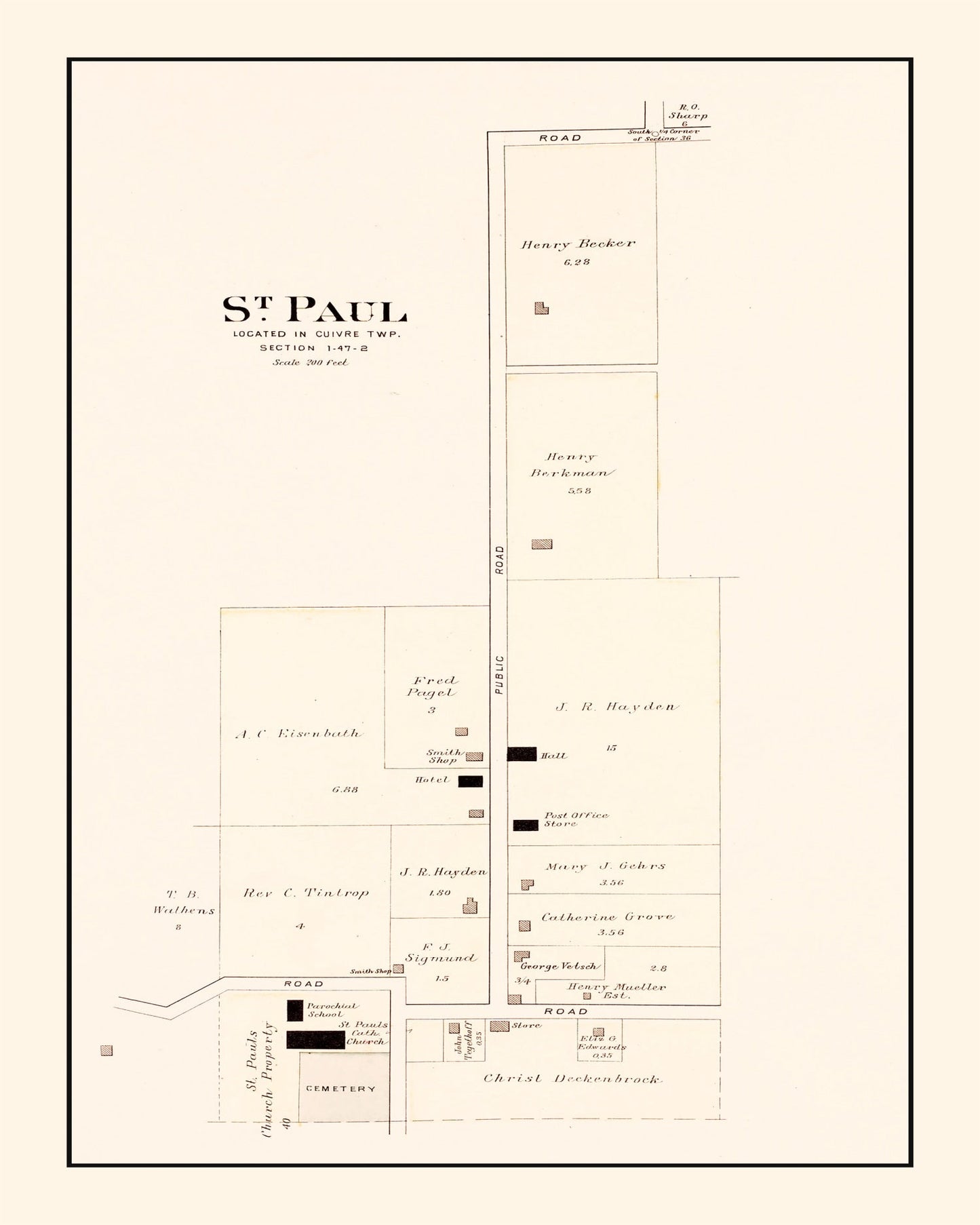 Vintage Map of Saint Paul, Missouri 1905