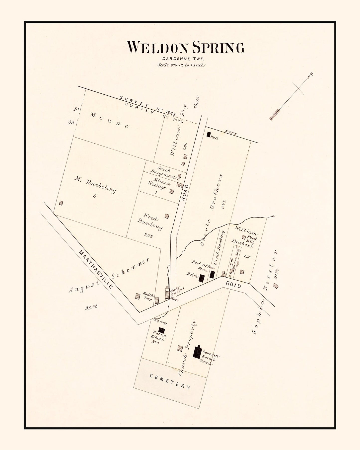 Vintage Map of Weldon Spring, Missouri 1905