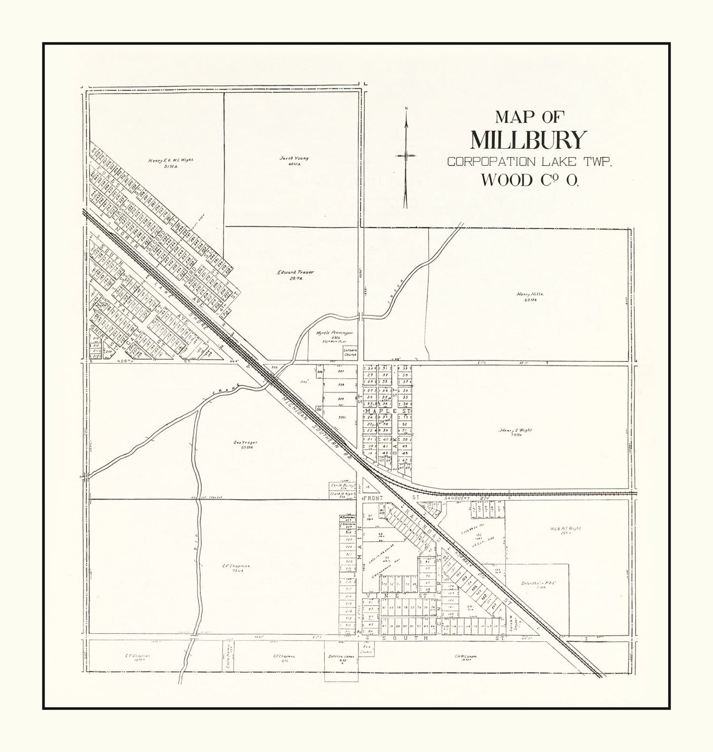 Vintage Map of Millbury, Ohio 1912
