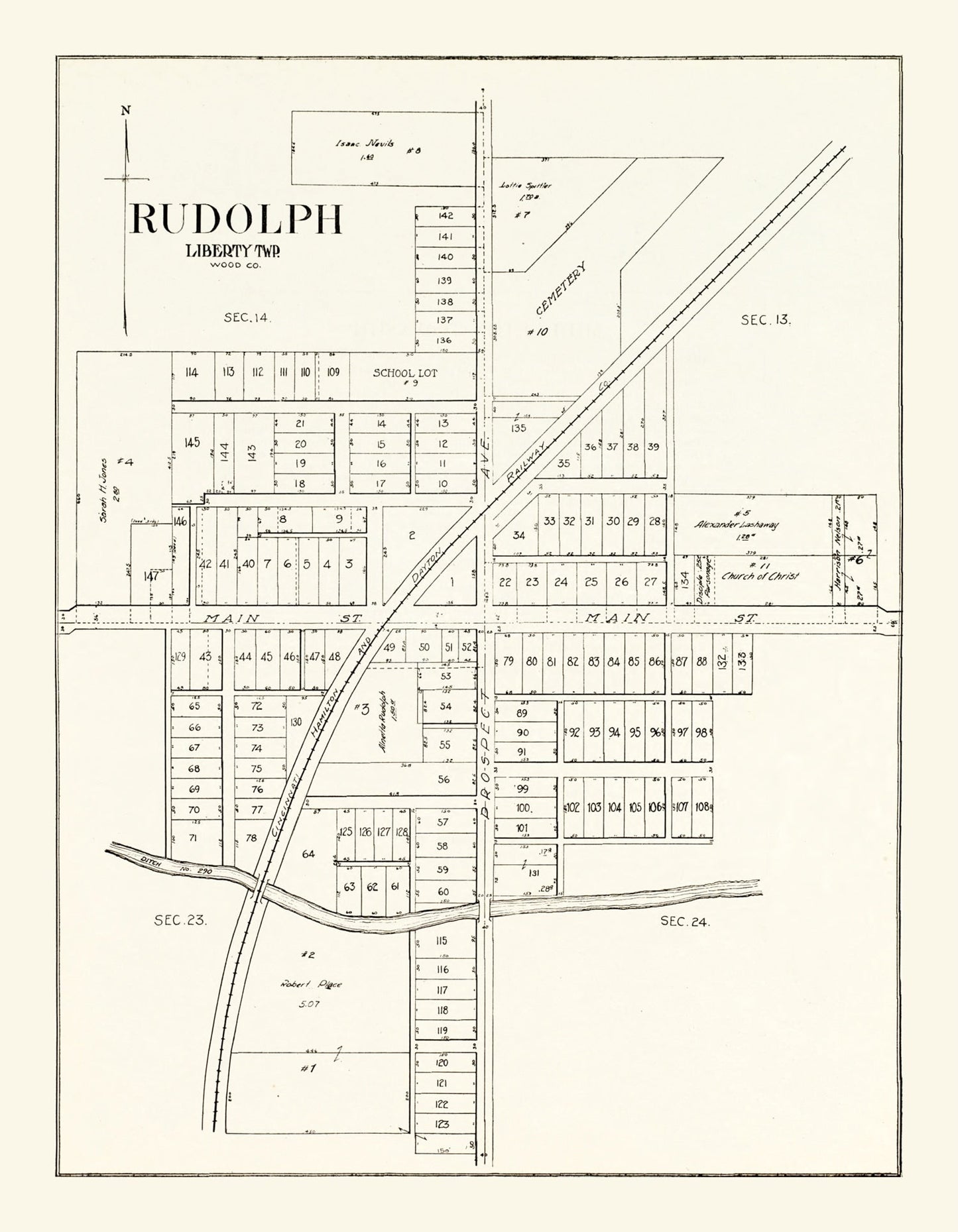 Vintage Map of Rudolph Township, Wood County, Ohio 1912