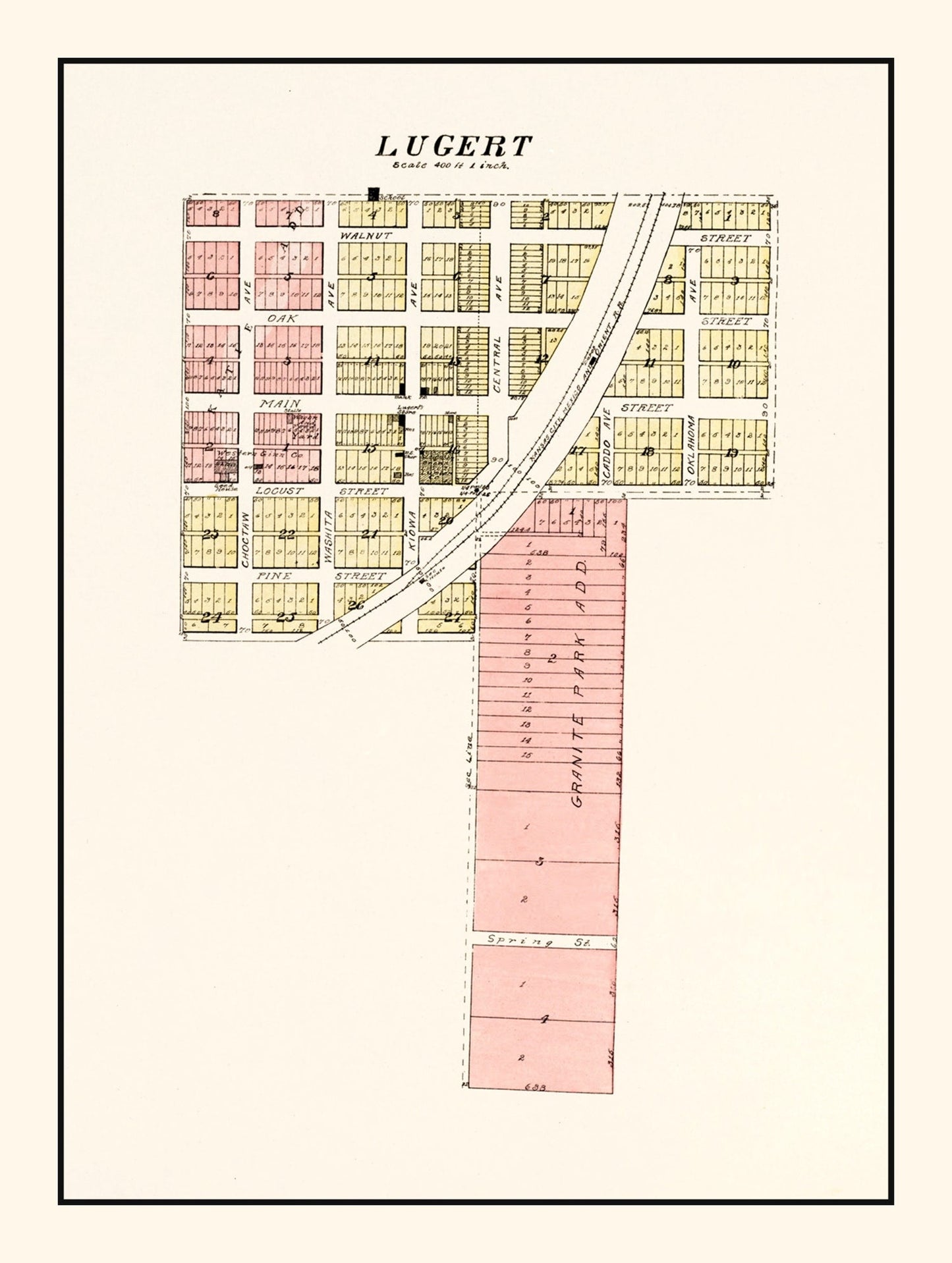 Vintage Map of Lugert, Oklahoma 1913