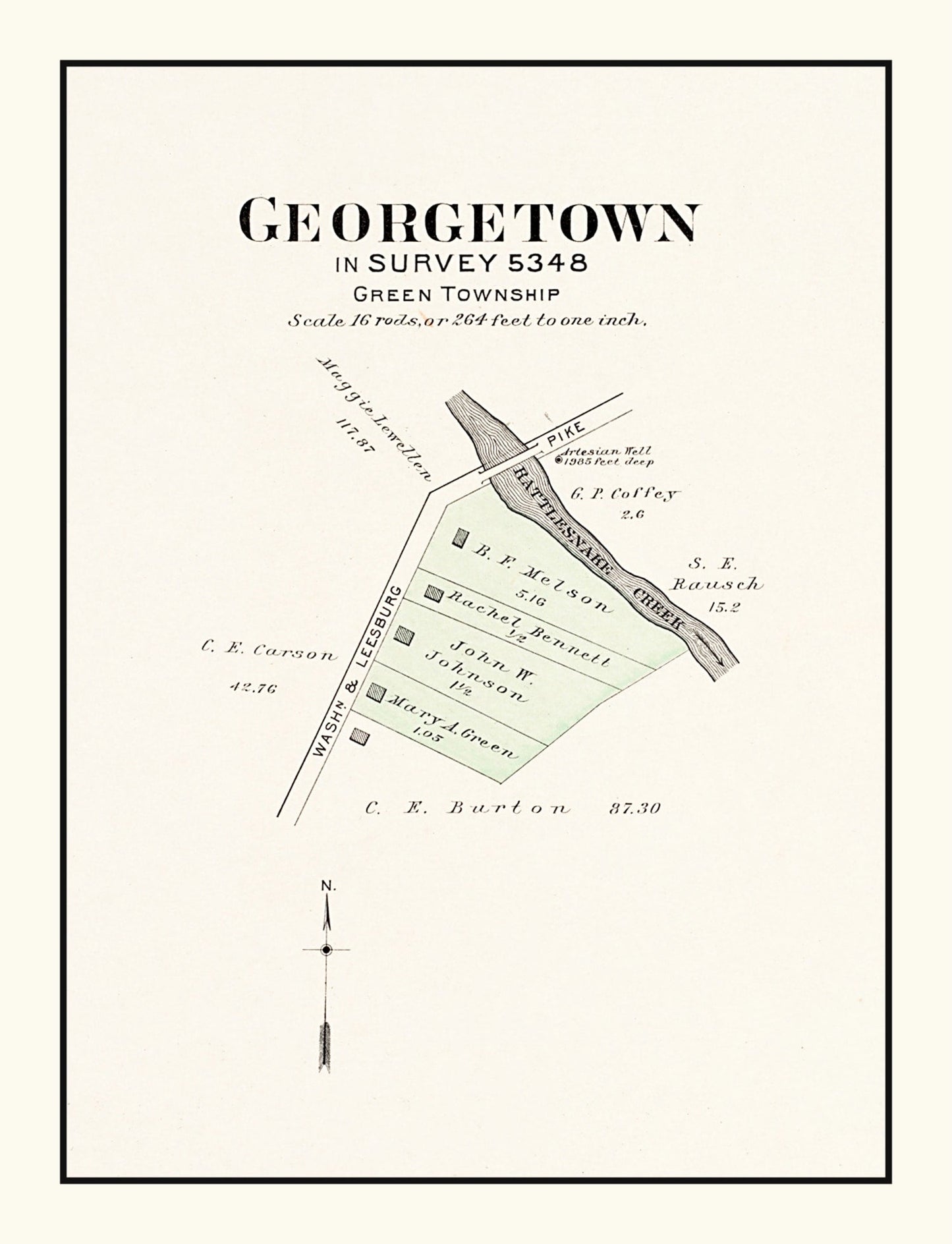 Vintage Map of Georgetown, Ohio 1913