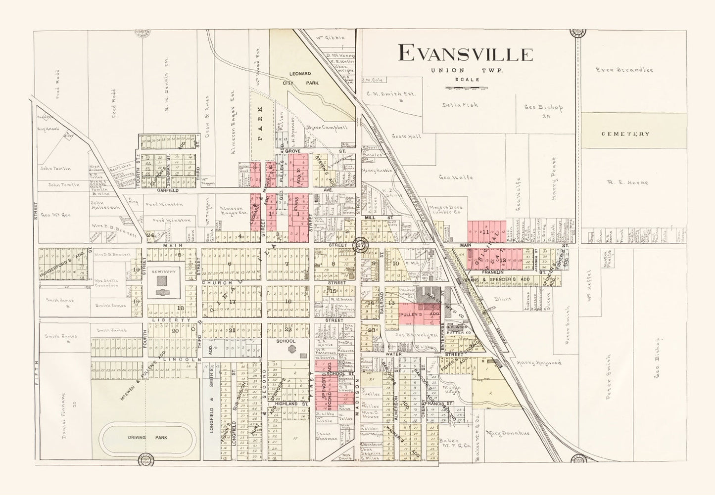 Vintage Map of Evansville, Wisconsin 1917