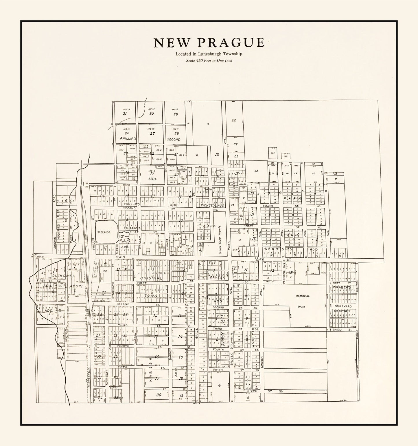 Vintage Map of New Prague, Minnesota 1928