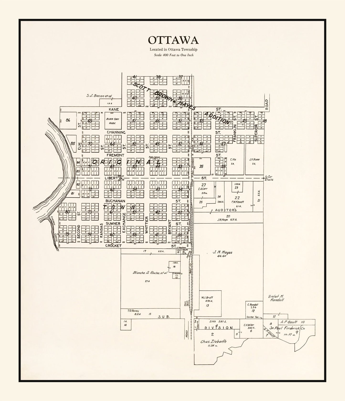 Vintage Map of Ottawa, Minnesota 1928