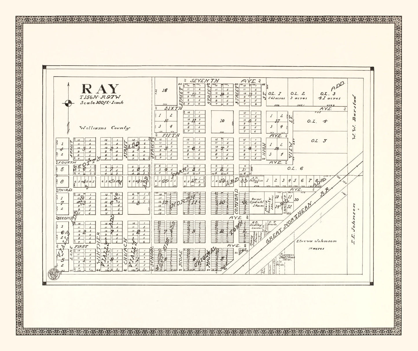 Vintage Map of Ray, North Dakota 1937