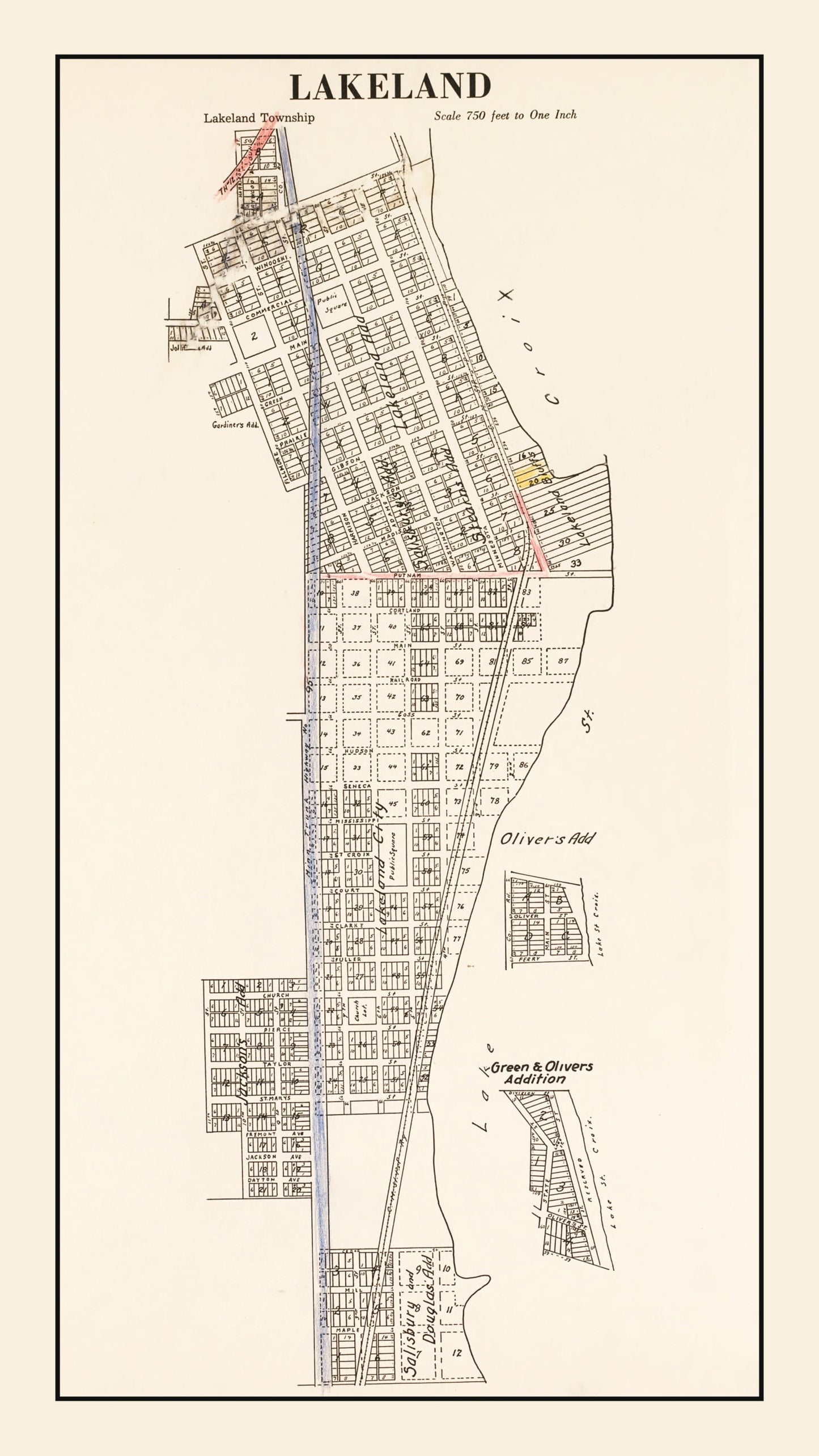 Vintage Map of Lakeland, Minnesota 1938