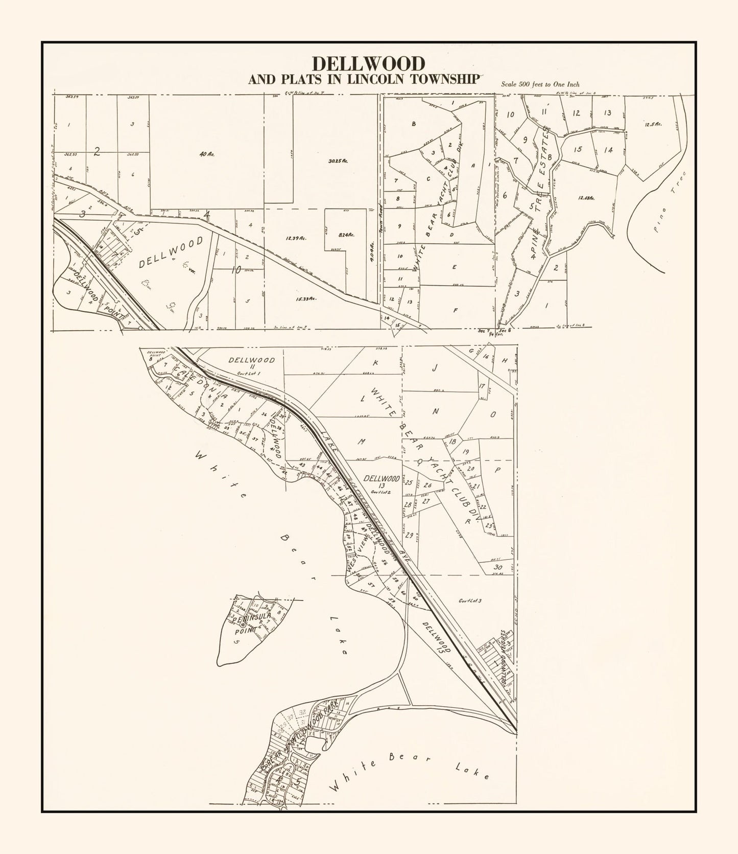 Vintage Map of Dellwood, Minnesota 1938