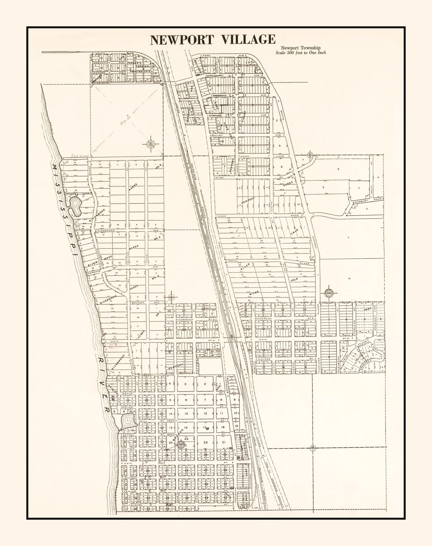 Vintage Map of Newport, Minnesota 1938