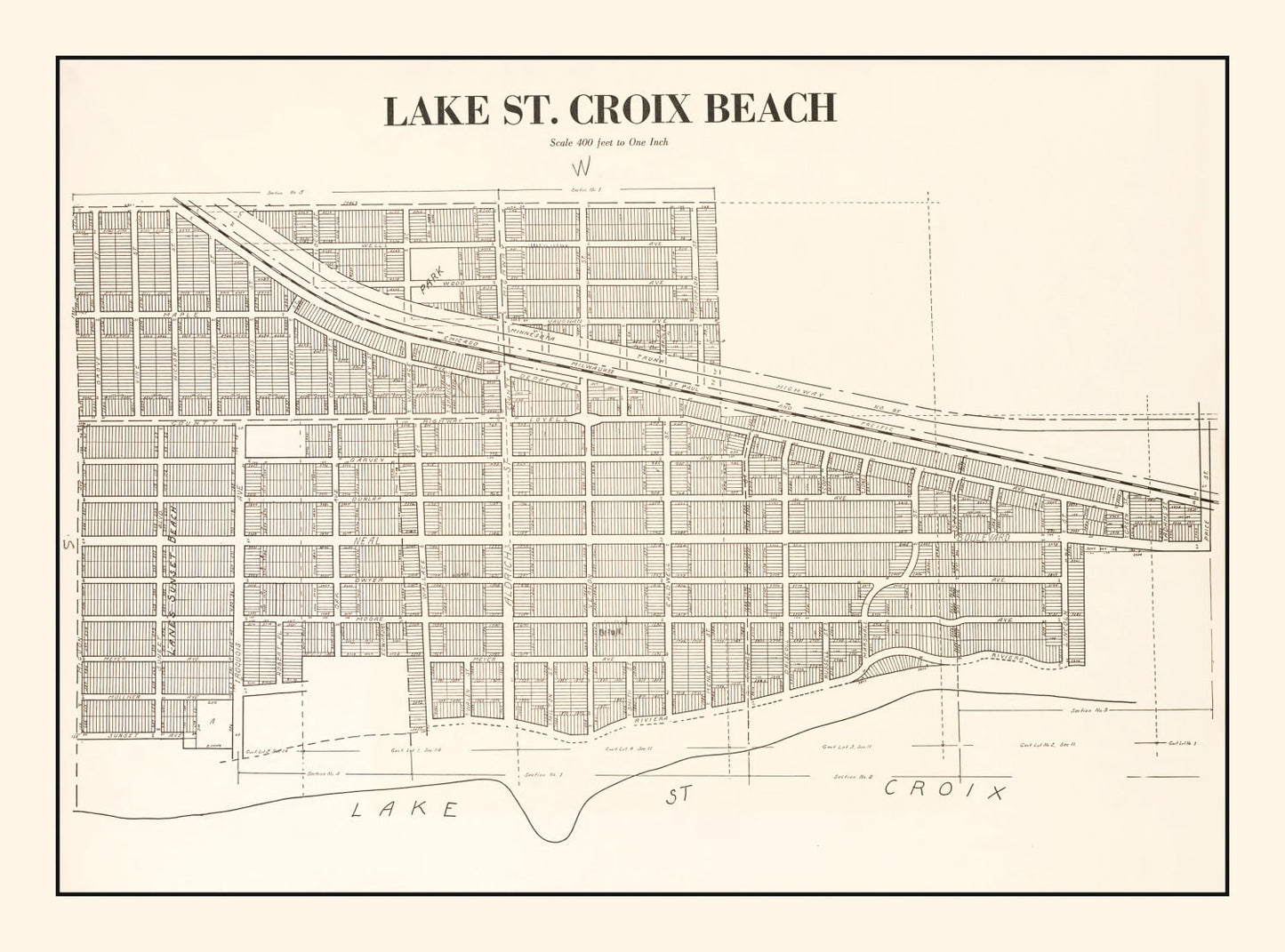 Vintage Map of Lake St Croix, Minnesota 1938