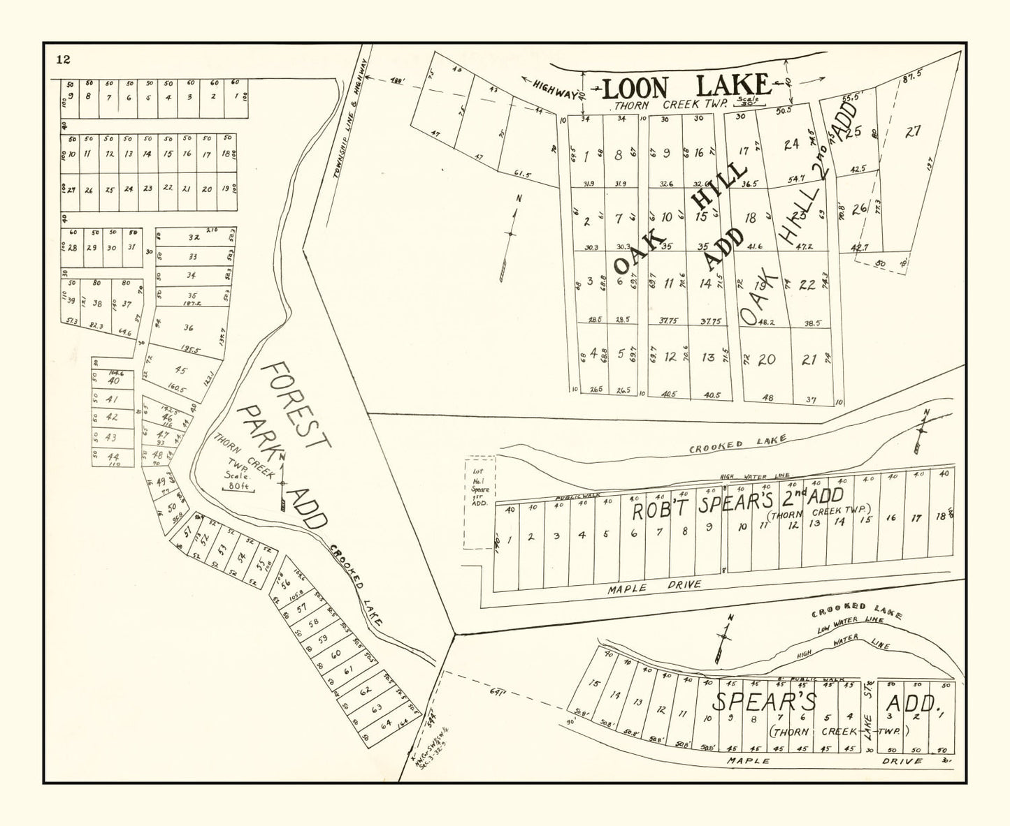Vintage Map of Loon Lake, Indiana 1939