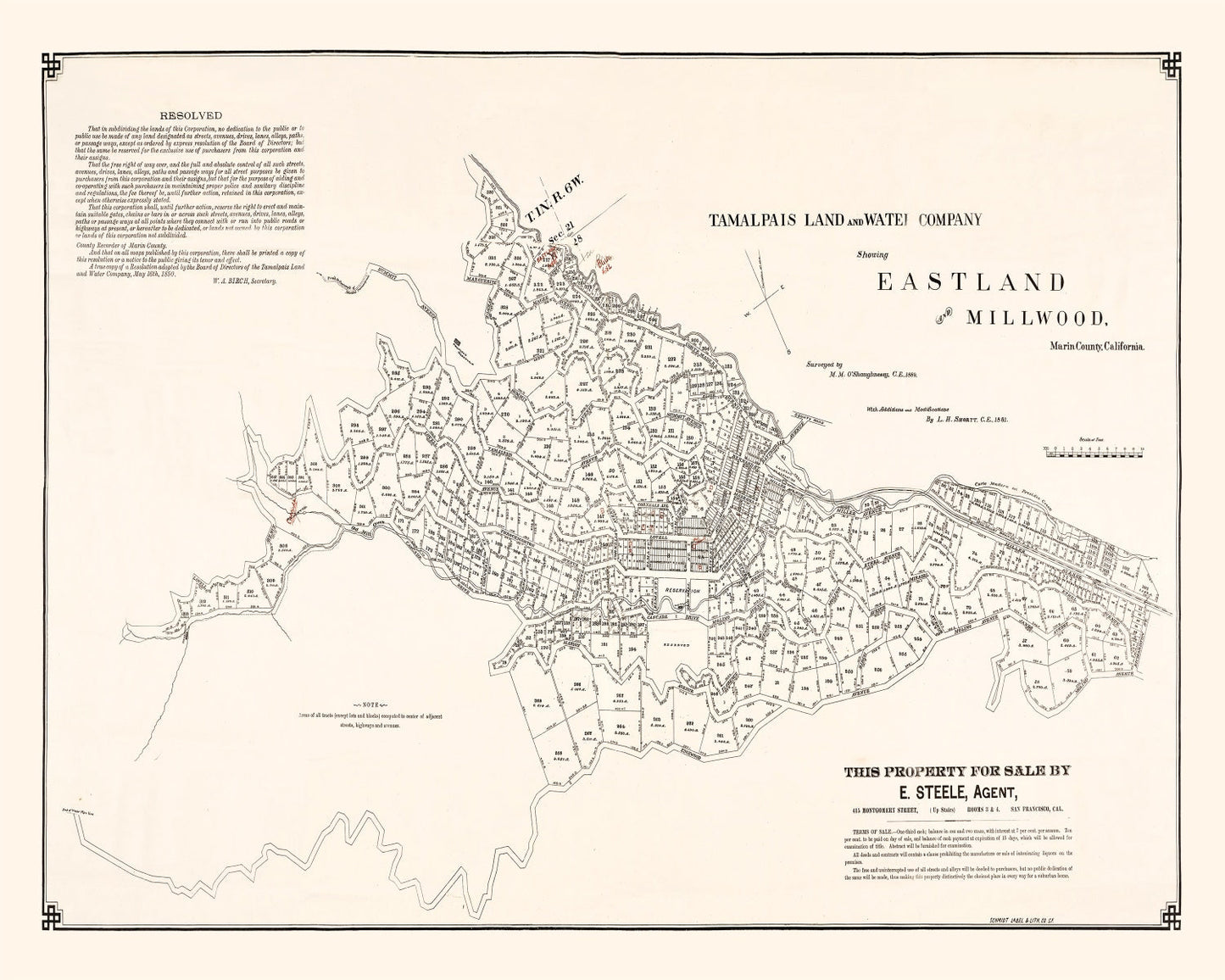 Vintage Map of Eastland, California 1889