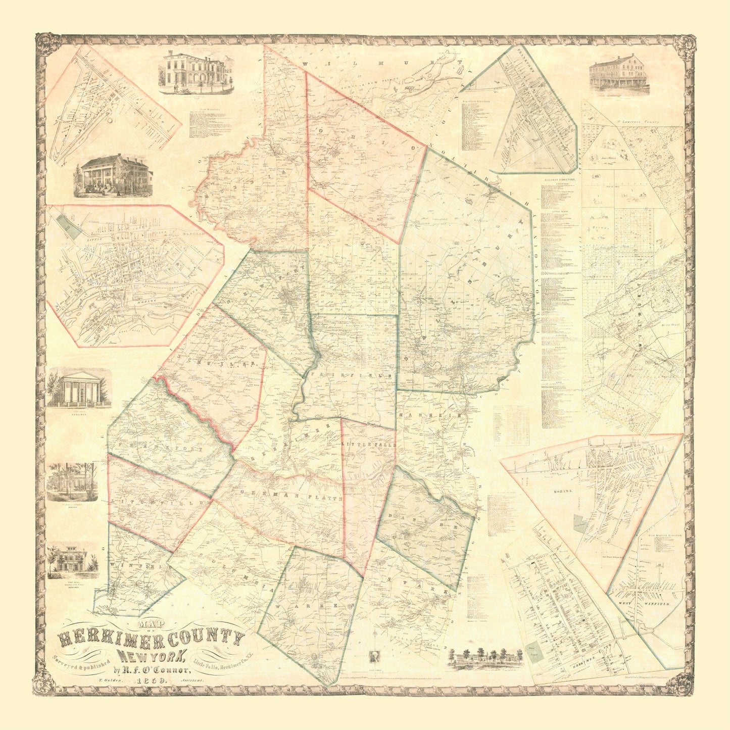 Vintage Map of Herkimer County, New York 1859