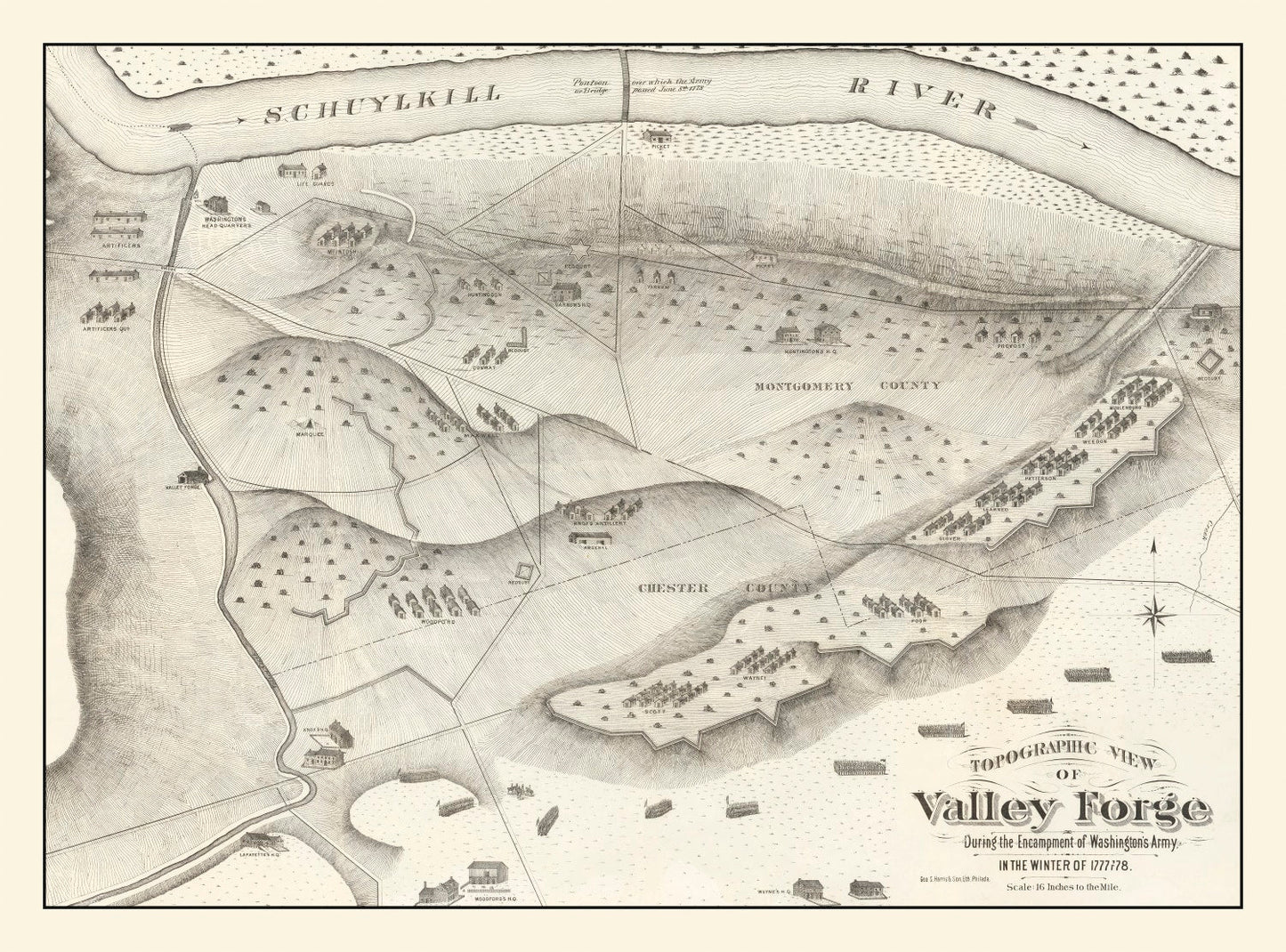 Vintage Valley Forge, PA Map 1877