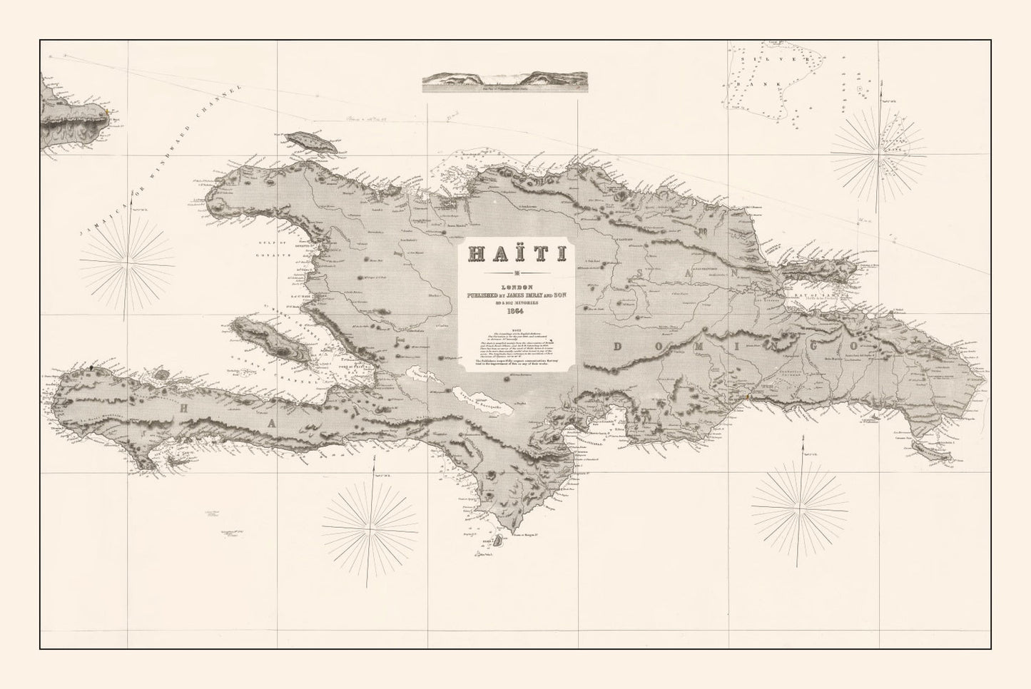 Vintage Map of Haiti 1864