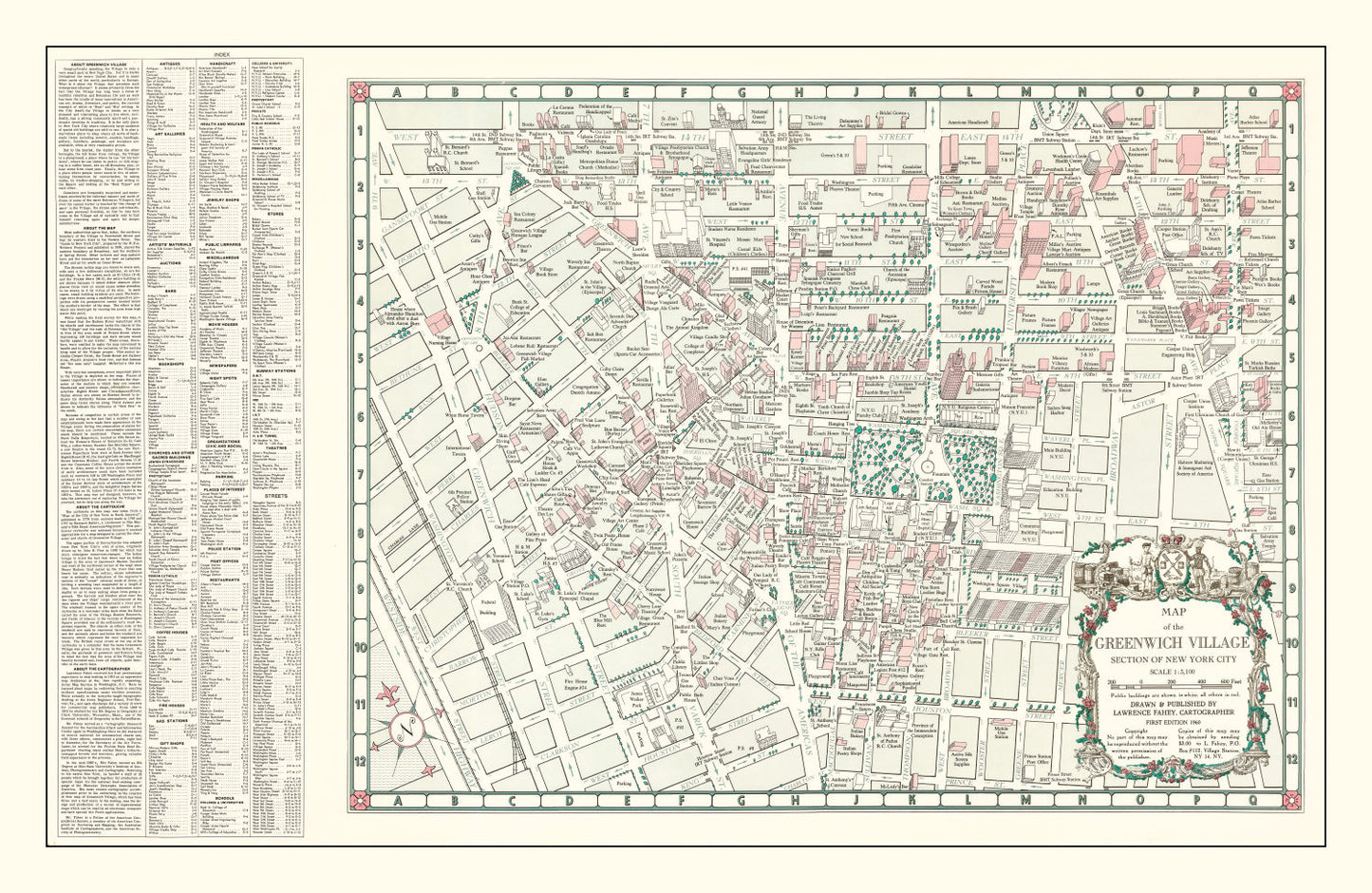 Vintage Greenwich Village New York City Map 1960