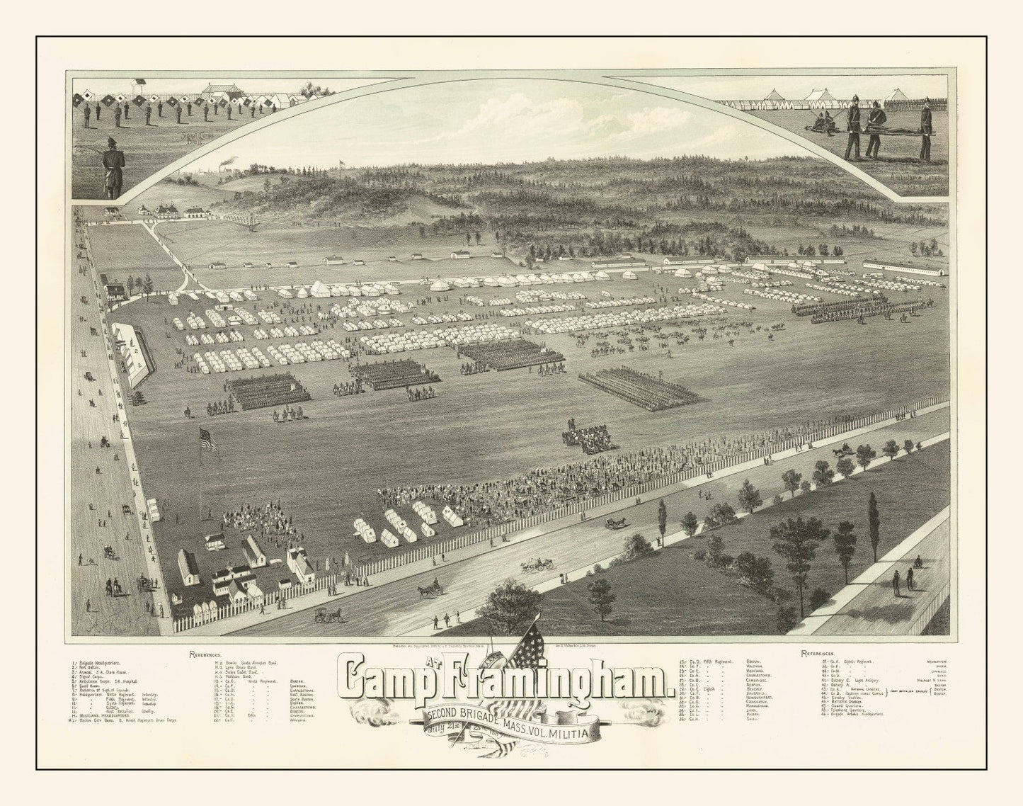 Vintage Camp Framingham, MA Map 1885