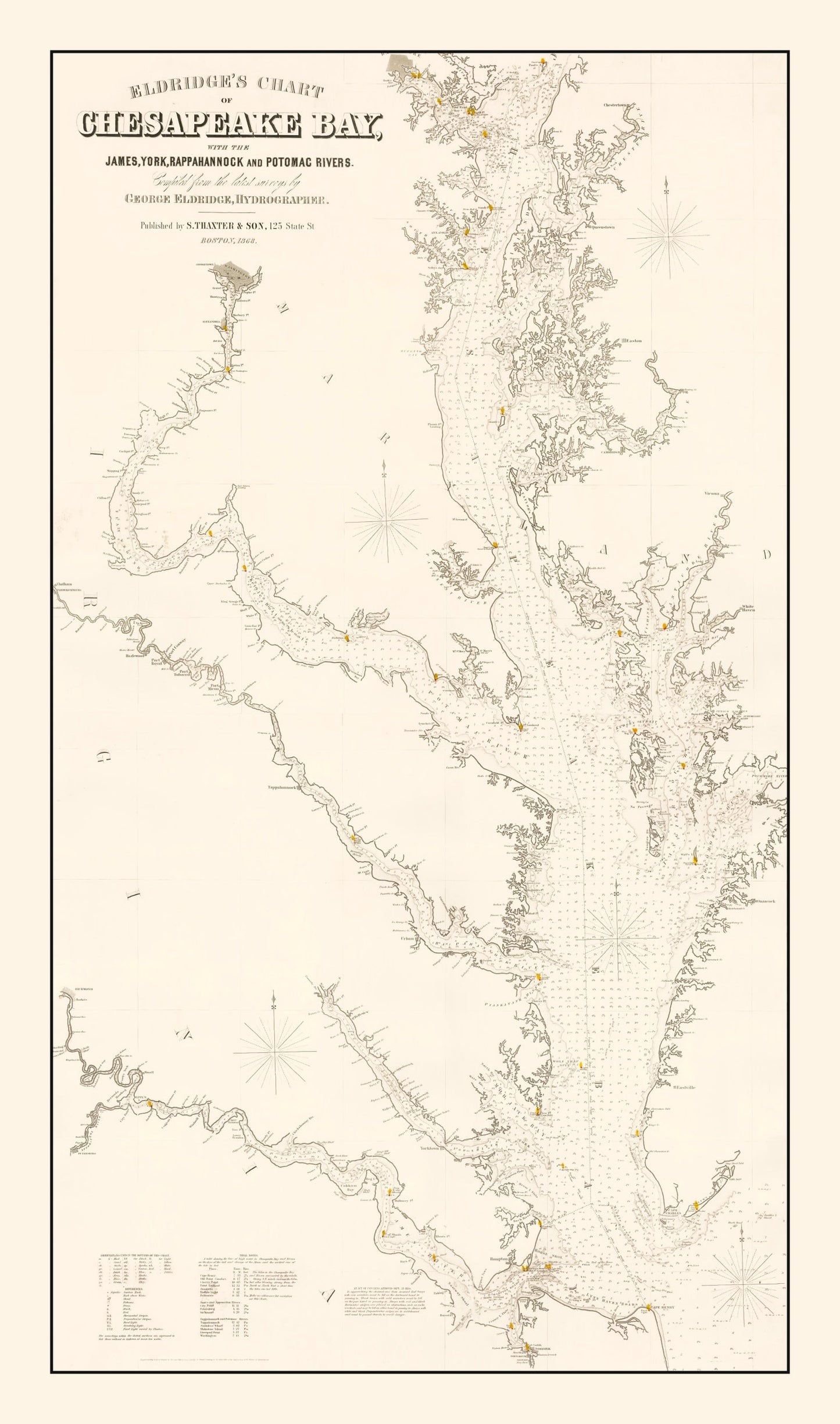 Vintage Chesapeake Bay Map 1868