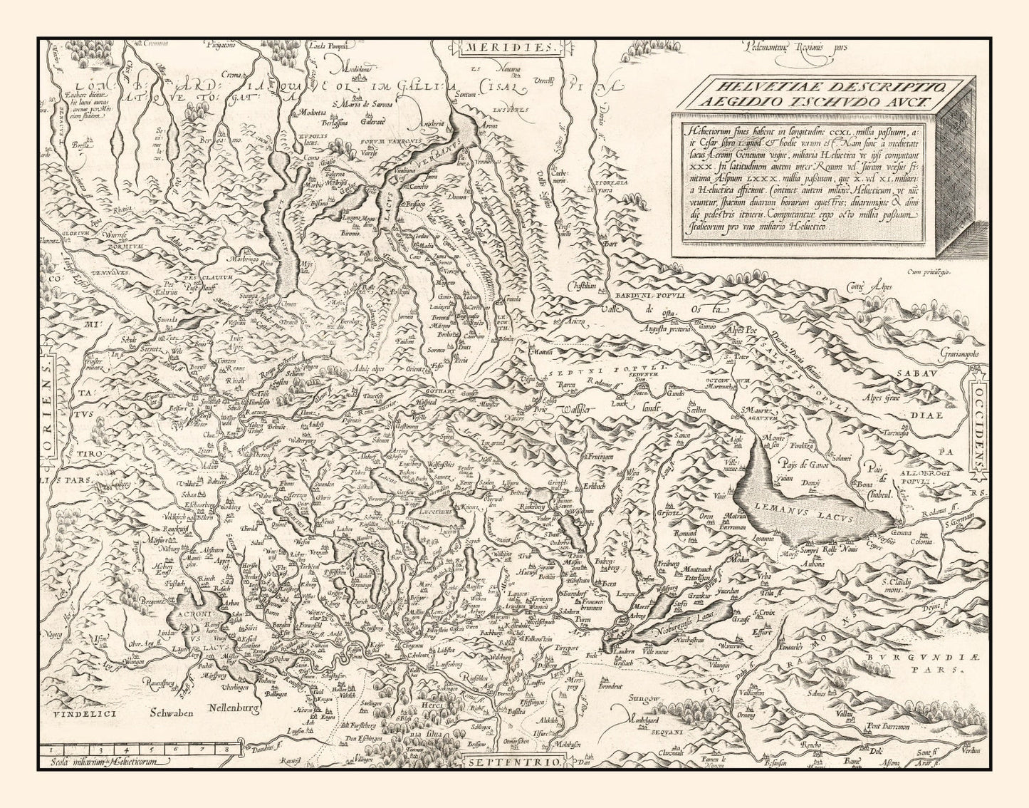 Vintage Map of Switzerland 1581
