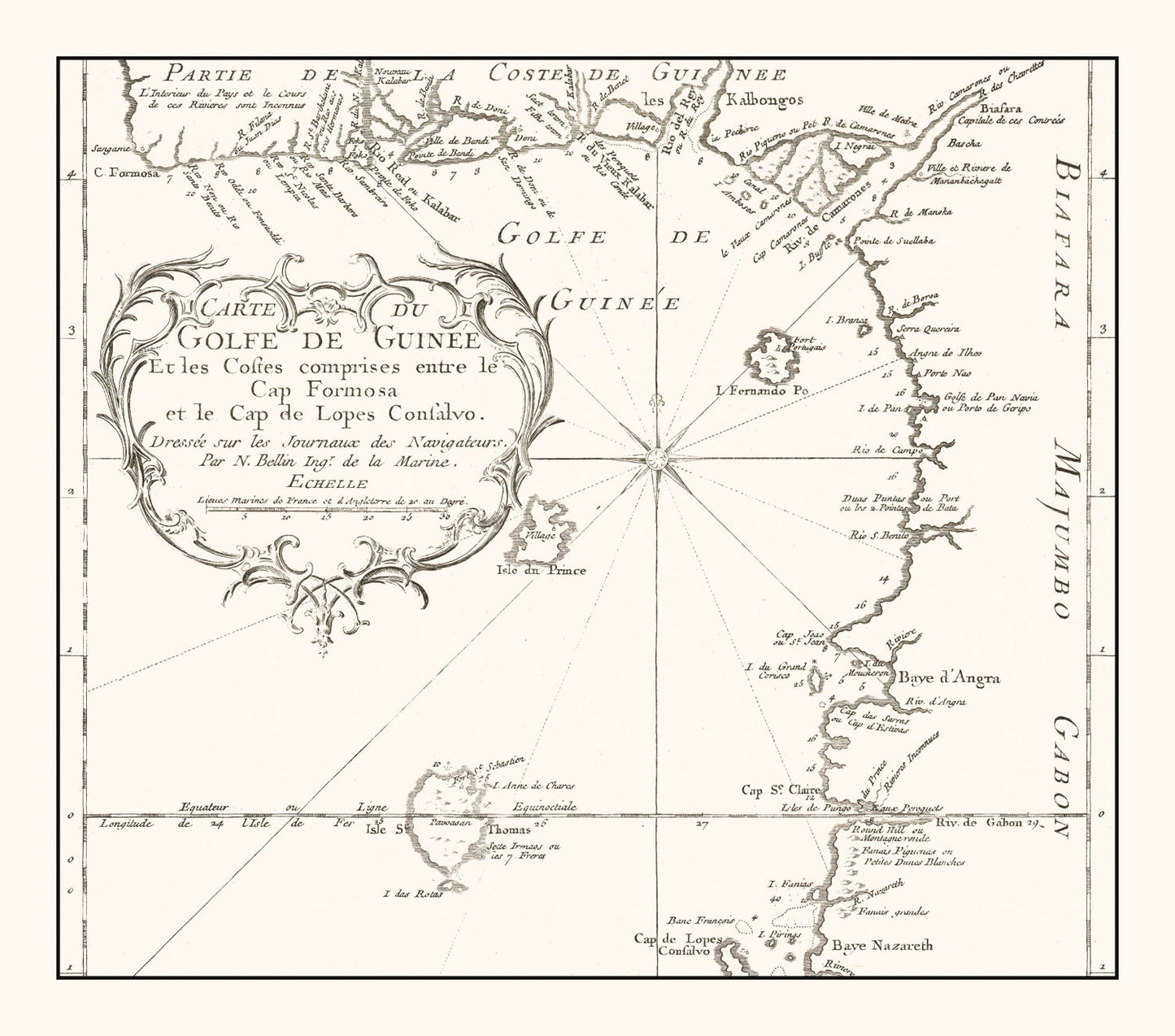 Vintage Gulf of Guinea Map 1754