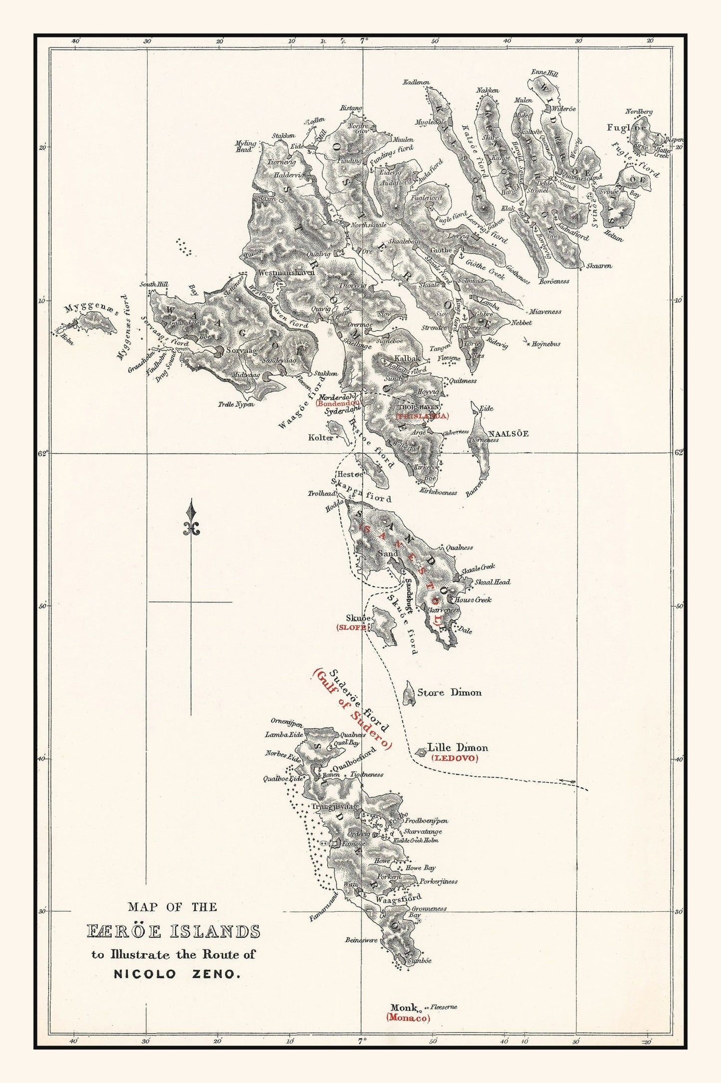 Vintage Faroe Islands Map 1873