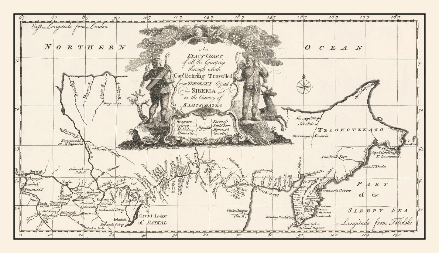 Vintage Map of Siberia 1744