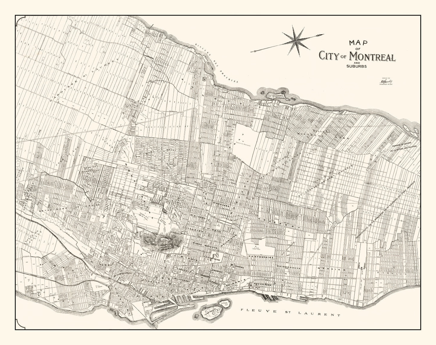 Vintage Map of Montreal, Canada 1920