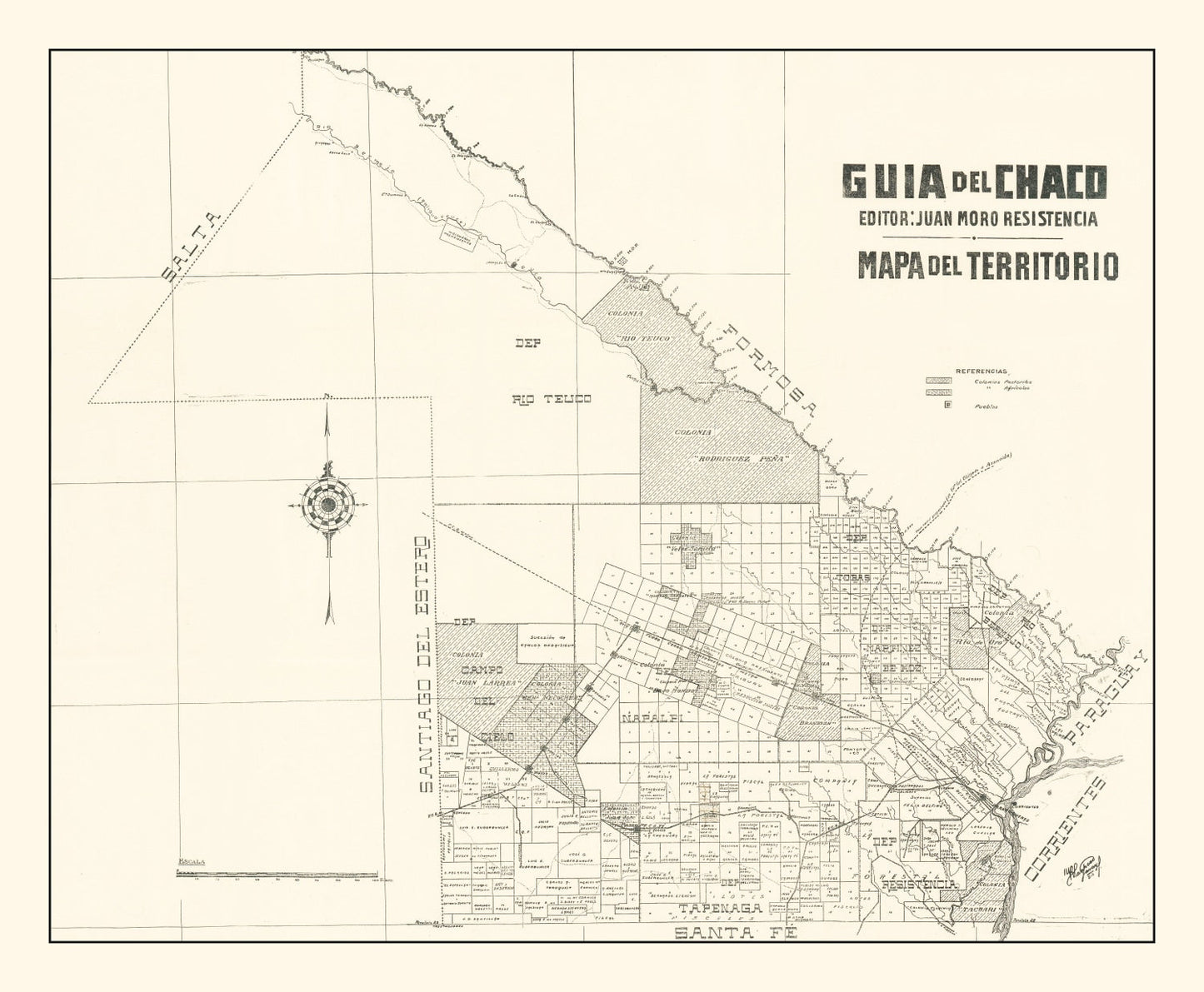 Vintage Chaco Province, Argentina Map 1920