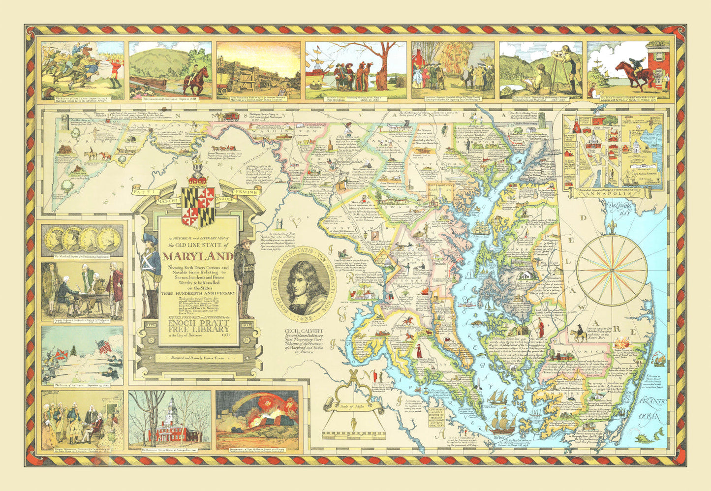 Vintage Map of Maryland 1931