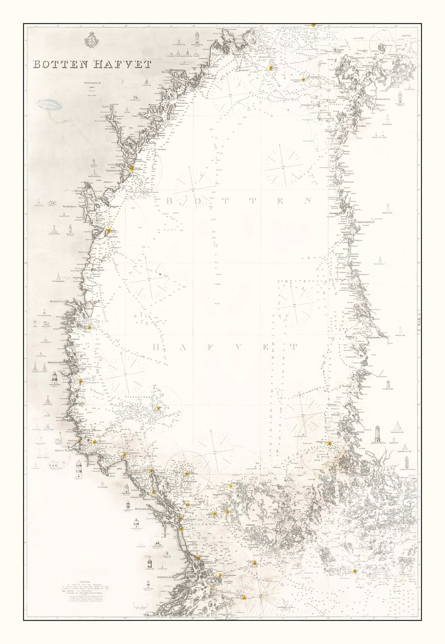 Vintage Bothnian Sea Map 1868