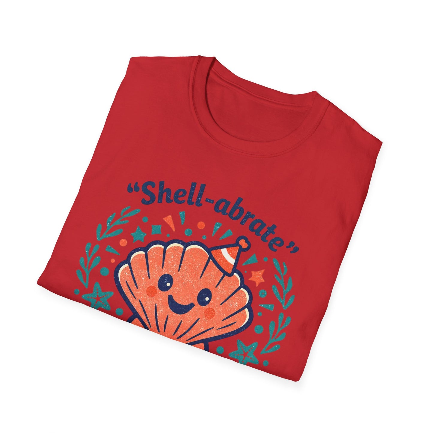 Shell-abrate Happy Seashell T-Shirt — "life's little moments" Cute Beach Graphic Tee