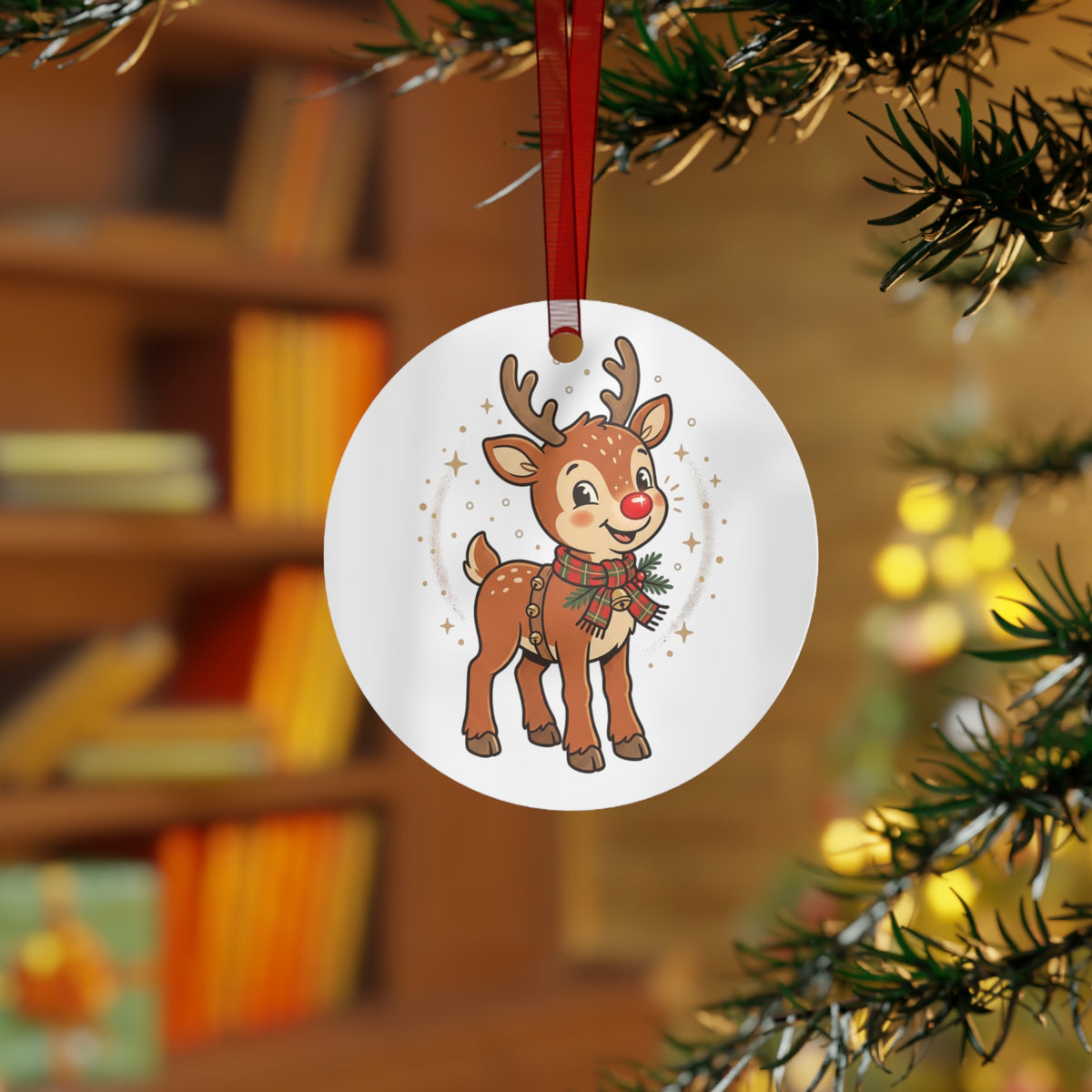 Reindeer Metal Ornament — Cute Holiday Christmas Tree Decoration