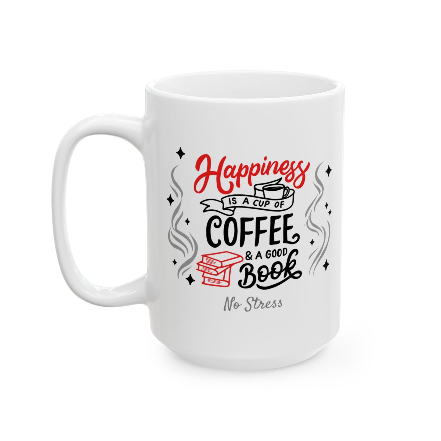 Ceramic Mug — "Happiness" Cute Confetti Coffee Mug (11oz/15oz)