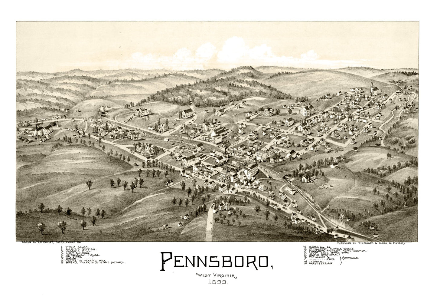 Vintage Map of Pennsboro, West Virginia 1899