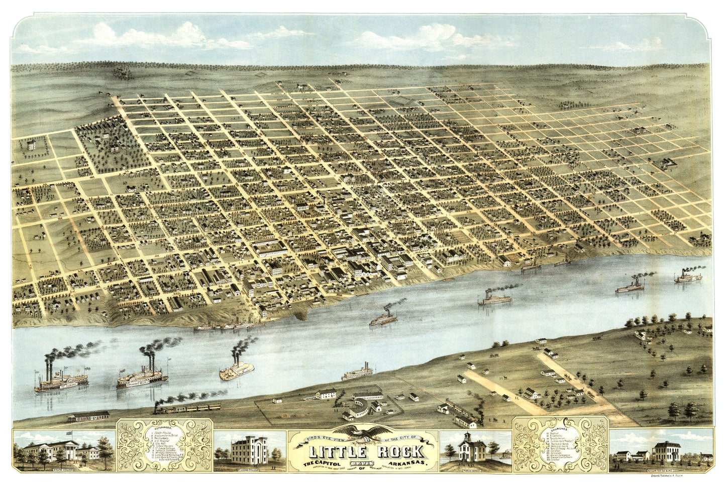 Vintage Map of Little Rock, Arkansas 1871