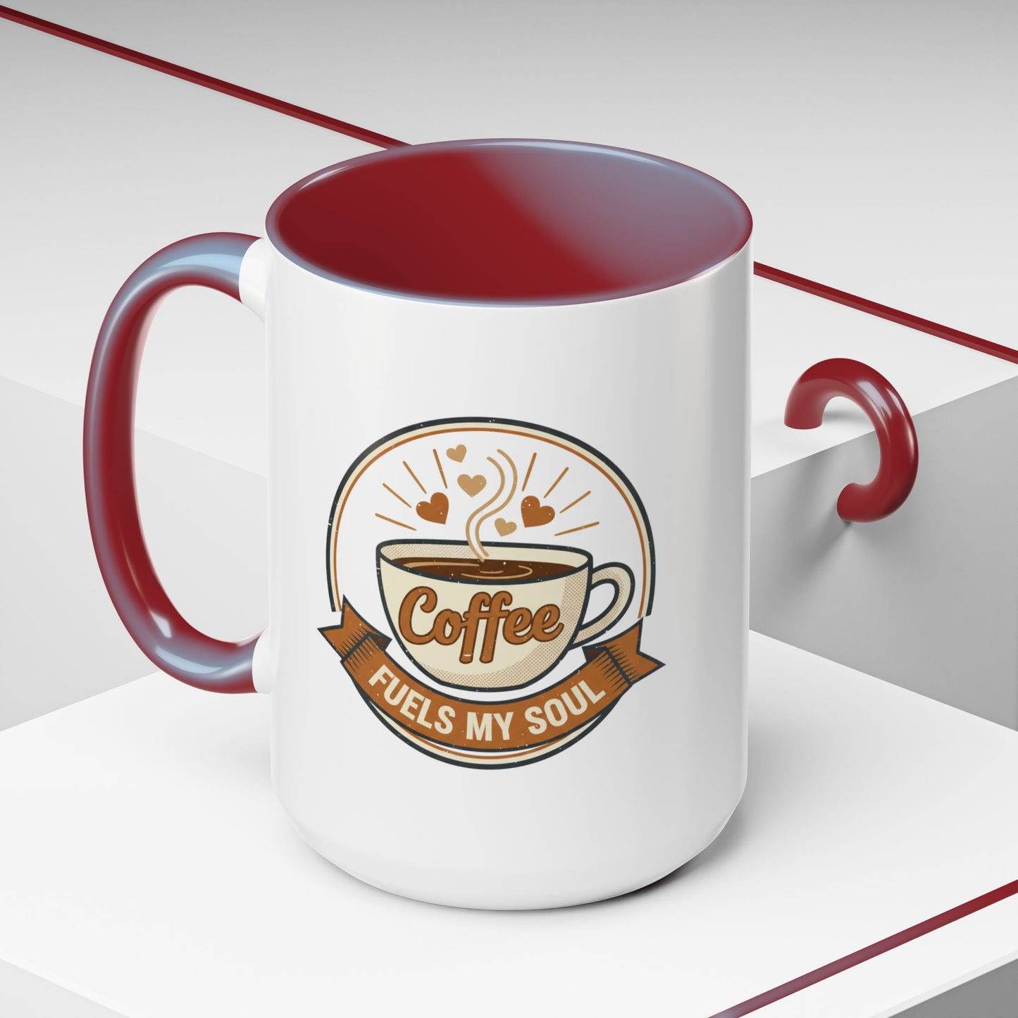 Coffee Mug - "Coffee Fuels My Soul" Accent Ceramic Mug (11/15oz)