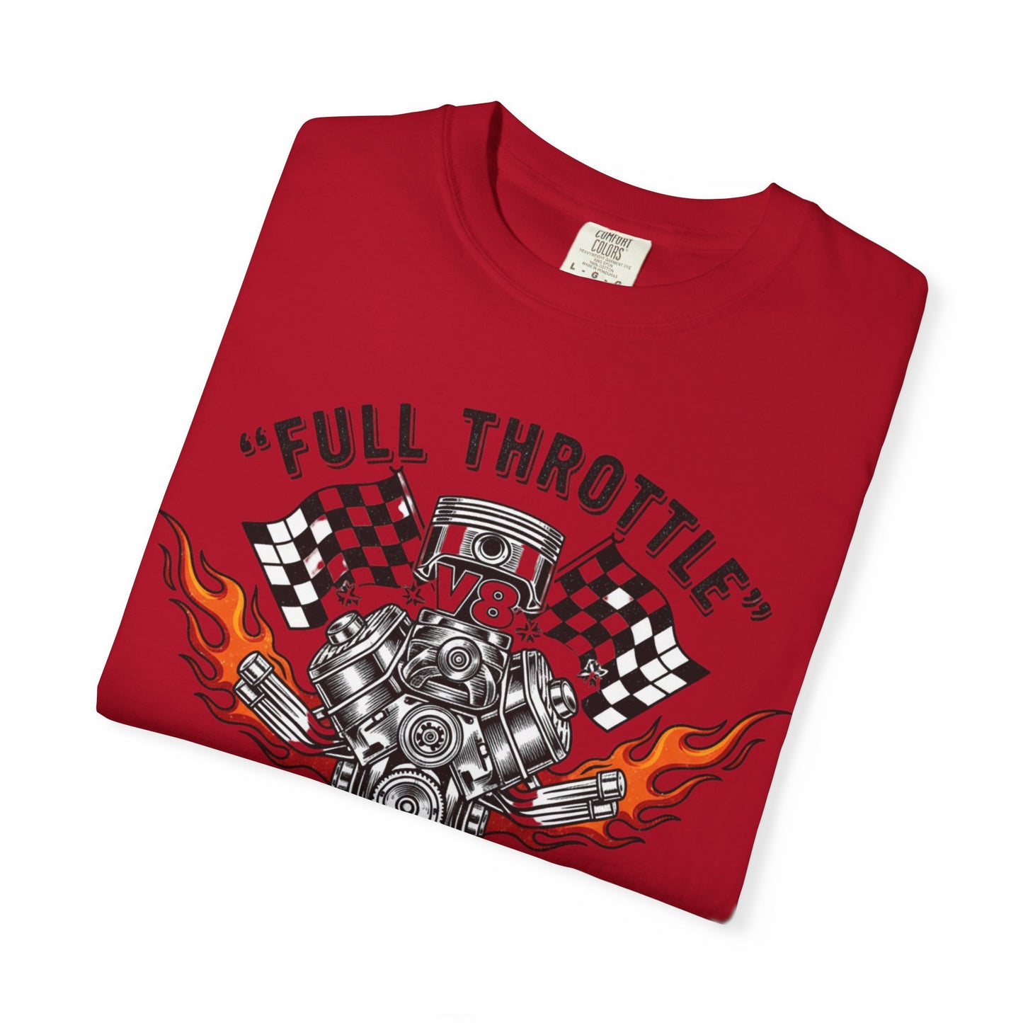 Full Throttle V8 Engine T-shirt | Racing Flags, Flames