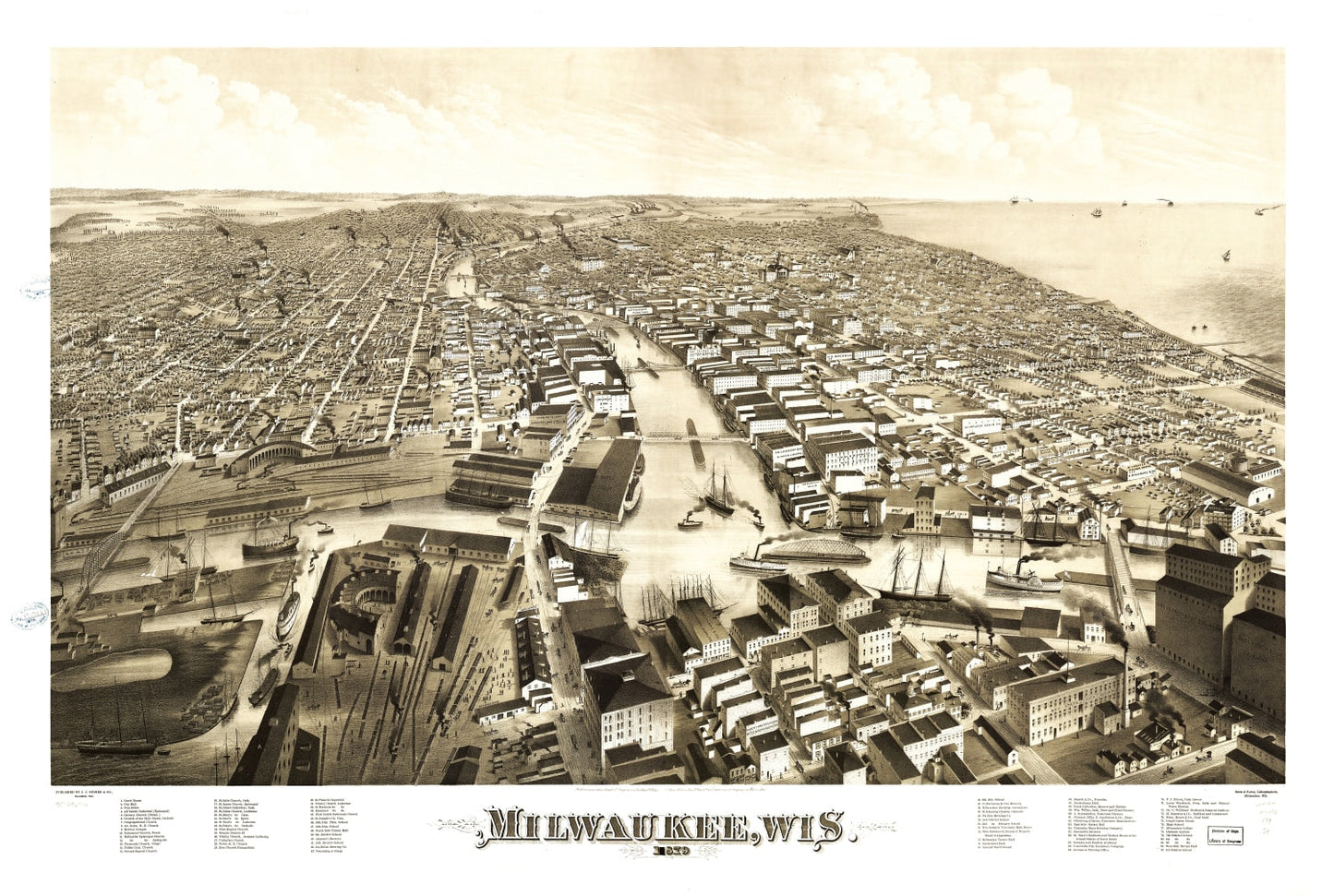 Vintage Map of MIlwaukee, Wisconsin 1879