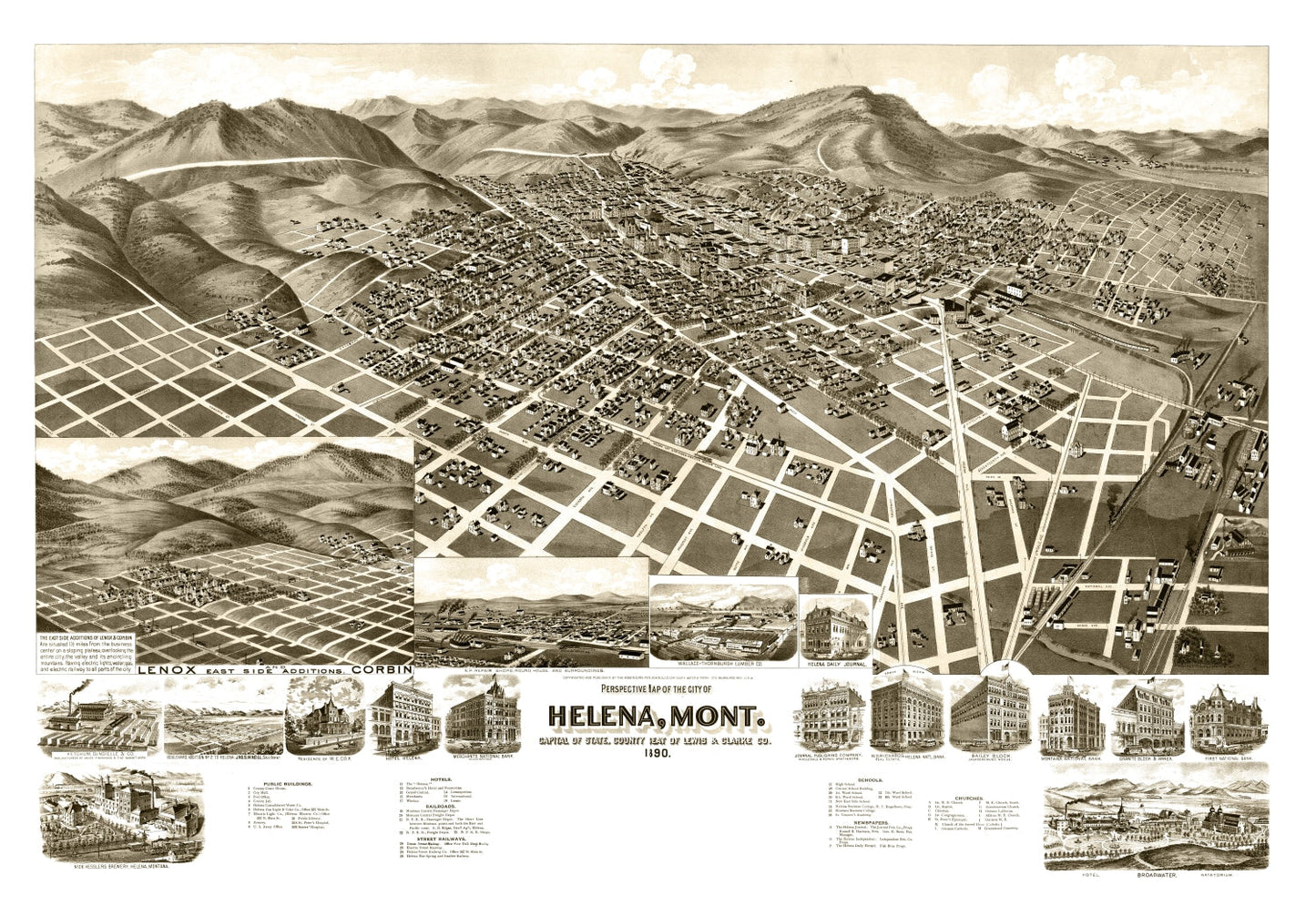 Vintage Map of Helena, Montana 1890