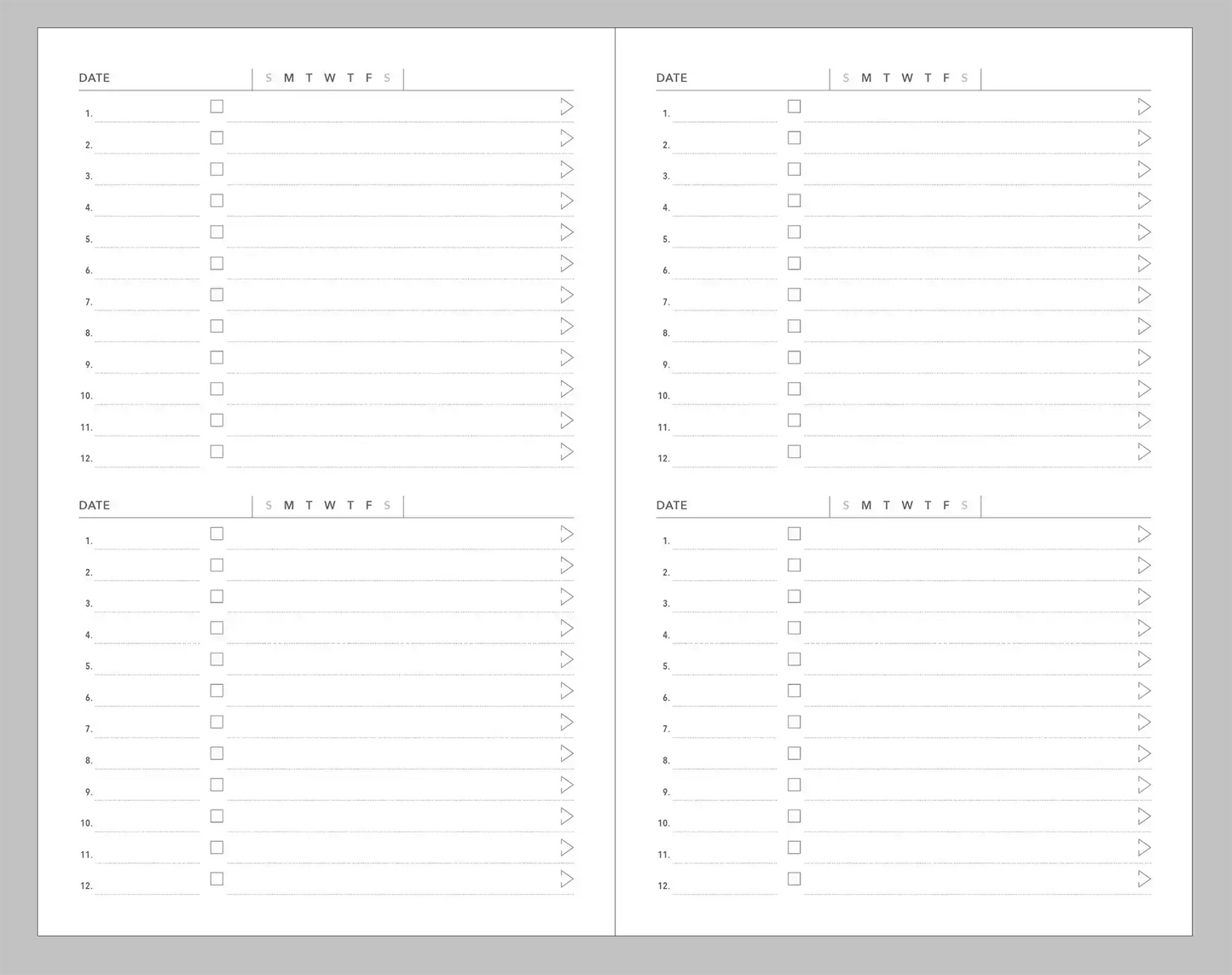 Daily Task Planner for 12 Tasks/Day | 88 Days