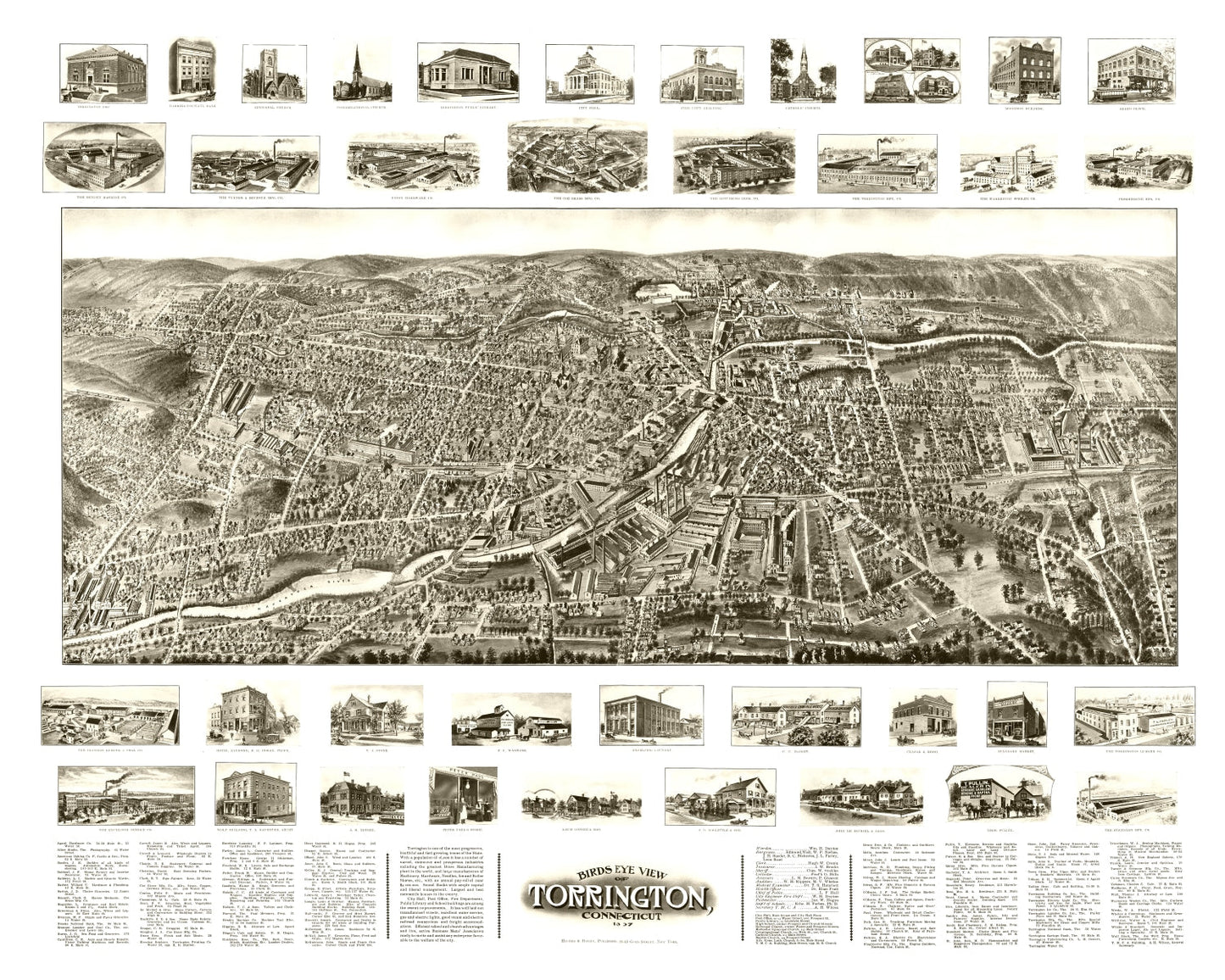 Vintage Map of Torrington, Connecticut 1907