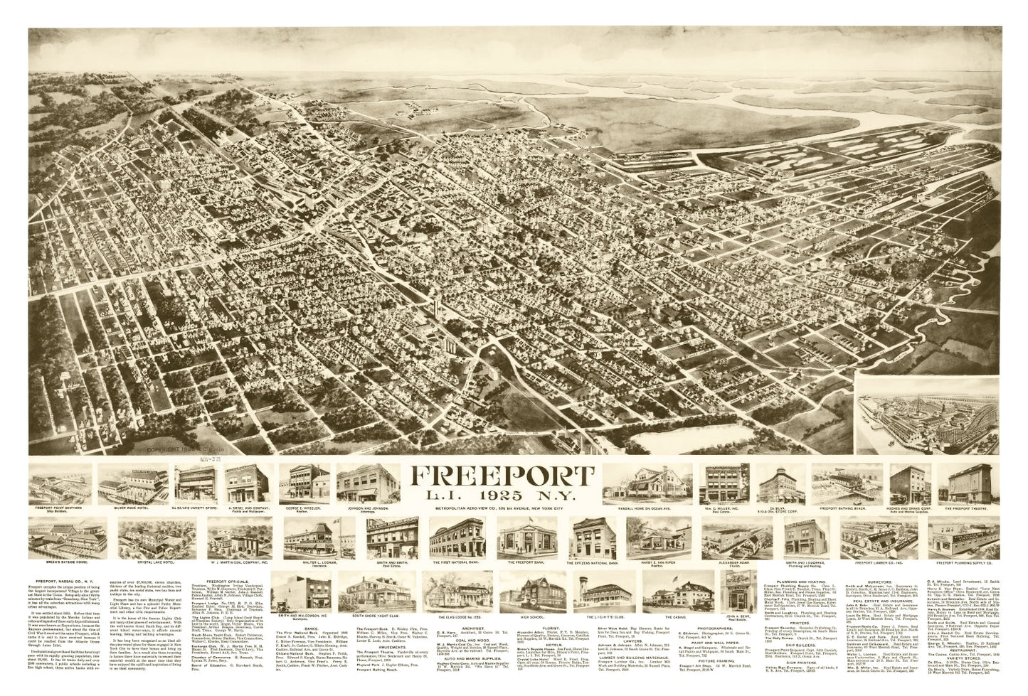 Vintage Map of Freeport, New York 1925