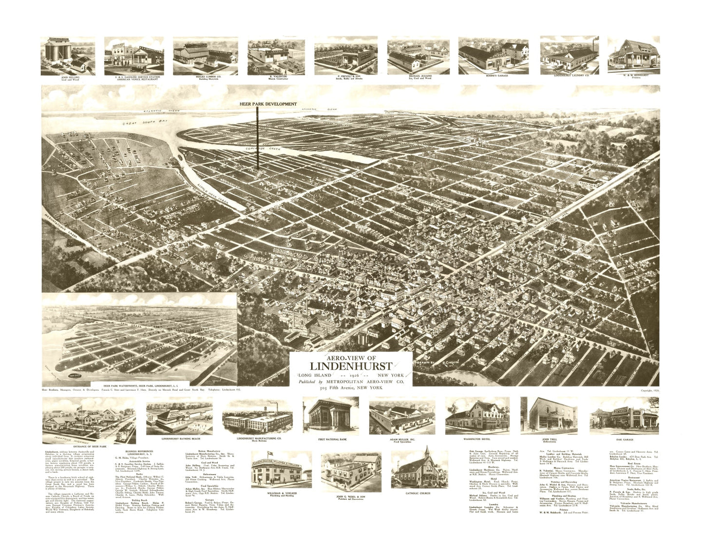 Vintage Map of Lindenhurst, New York 1926