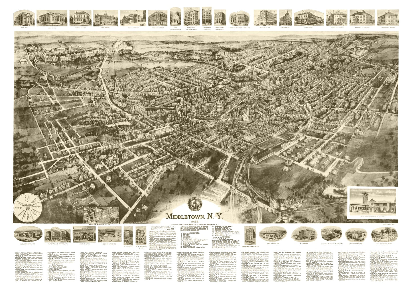 Vintage Map of Middletown, New York 1922